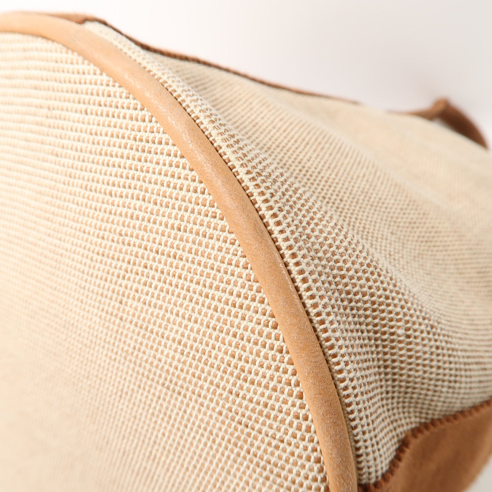 HERMES 帆布Saxo MM Bucket Tote銀扣手挽袋啡色