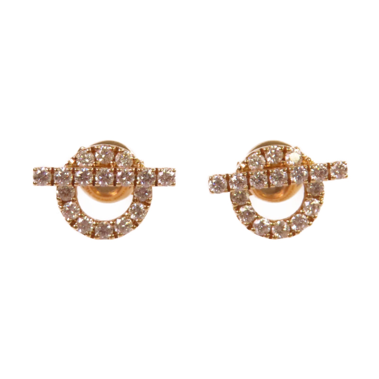 HERMES 18K玫瑰金/0.92ct鑽石Finesse Diamond Earrings耳環