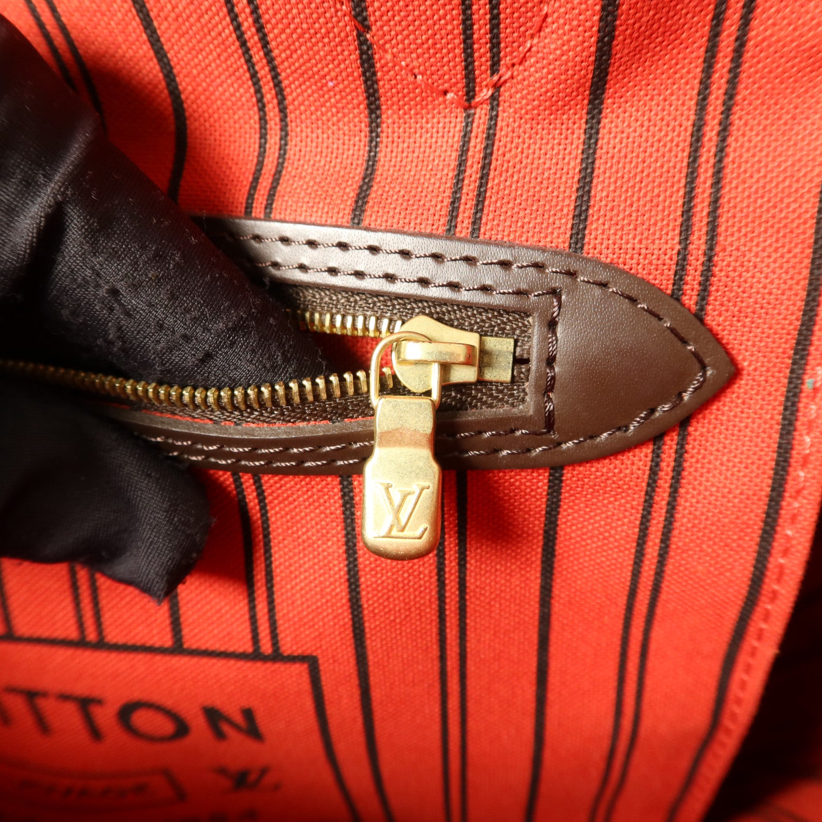 LOUIS VUITTON Damier Neverfull MM金扣手挽袋