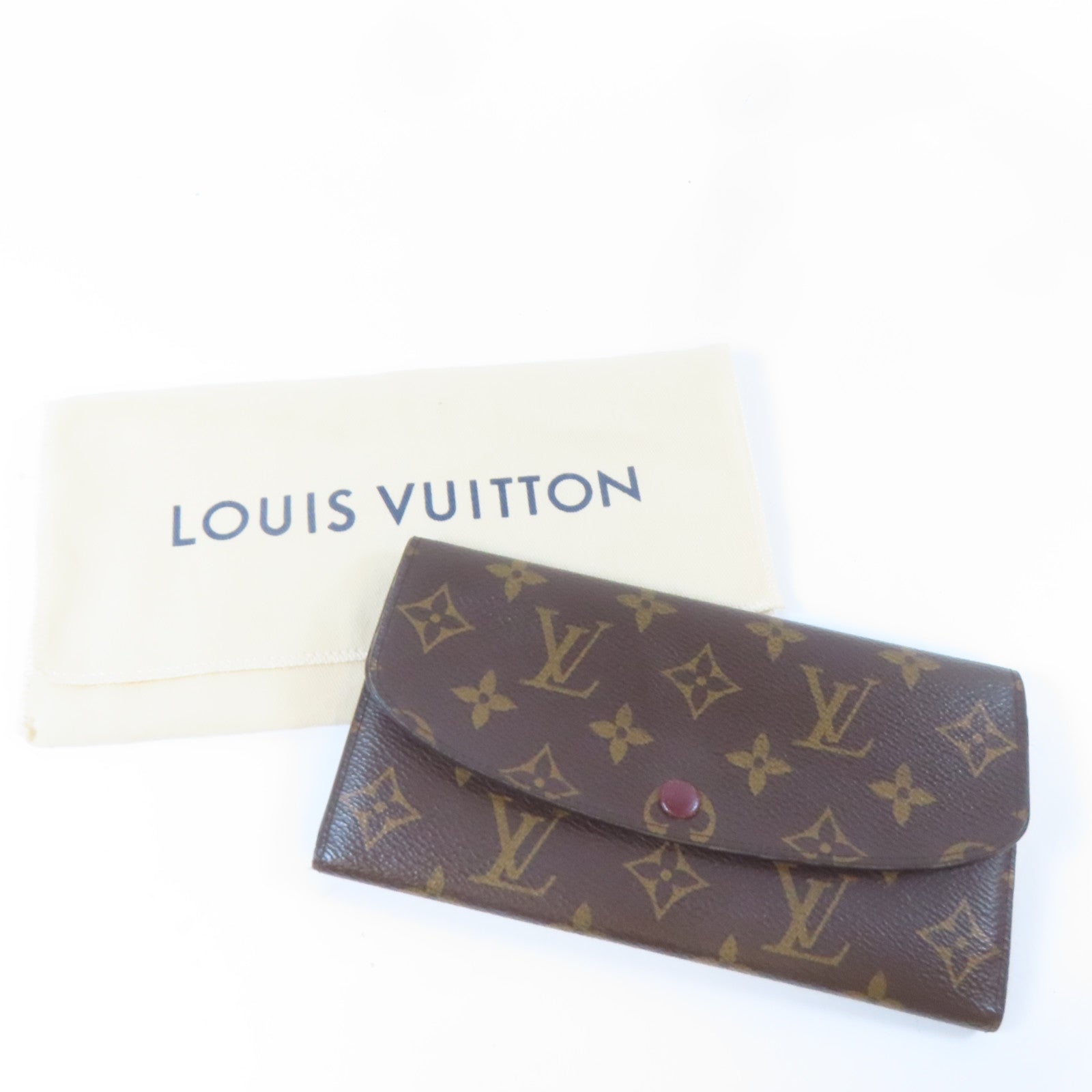 LOUIS VUITTON Monogram Emilie金扣長錢包啡色