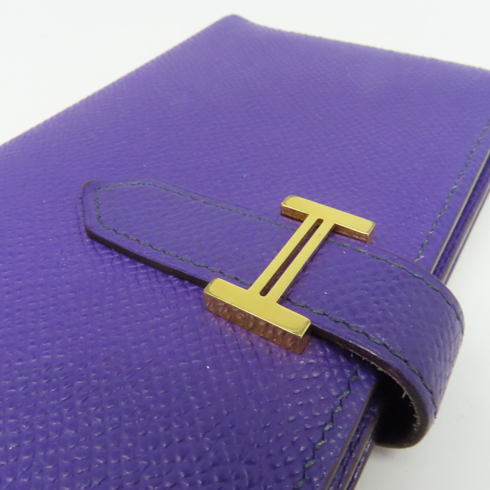HERMES 【激減優惠】Epsom皮革Bearn Wallet金扣長錢包紫色