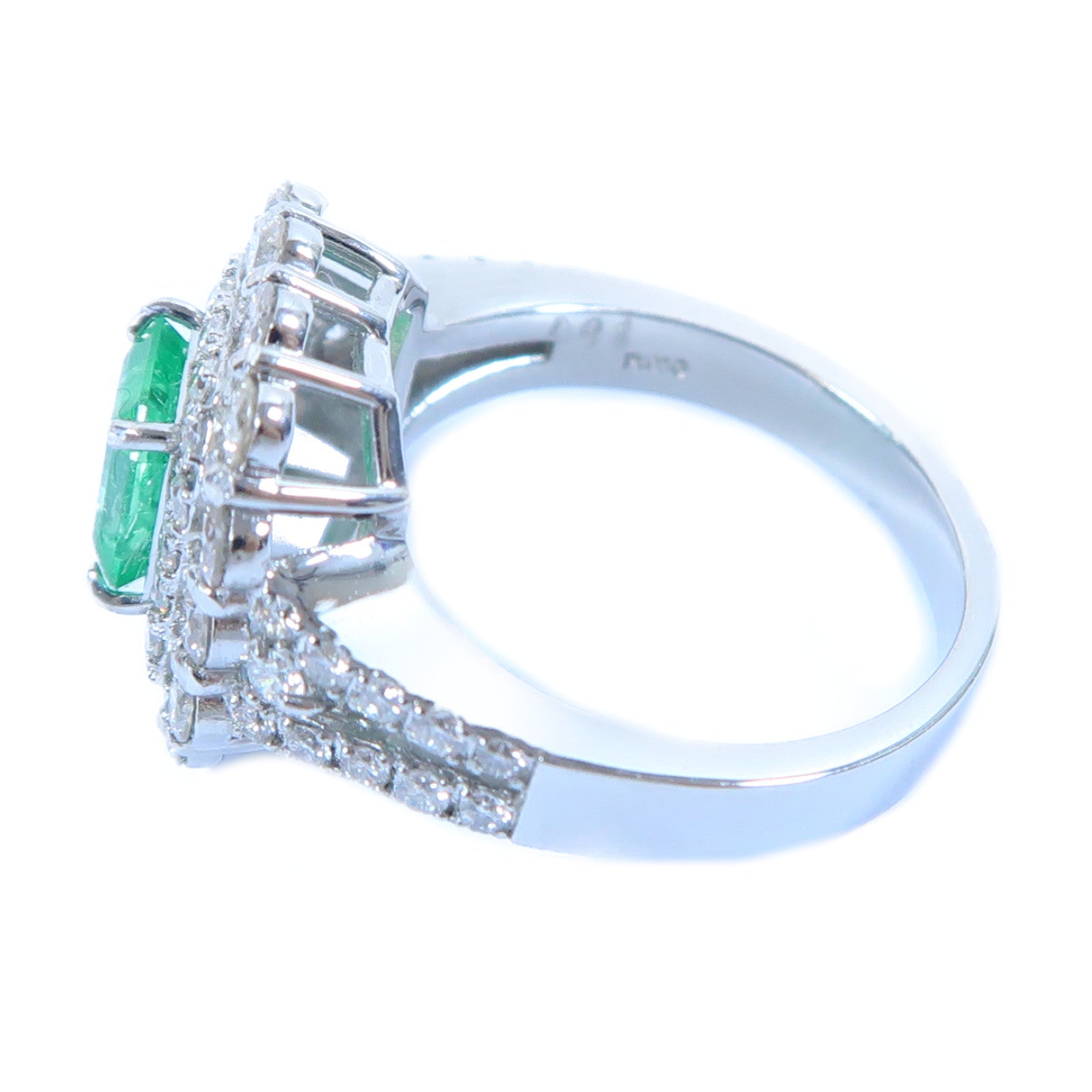 JEWELRY 【激減優惠】PT950鉑金Emerald Ring 0.84ct綠寶石/0.96ct鑽石戒指US#5.5