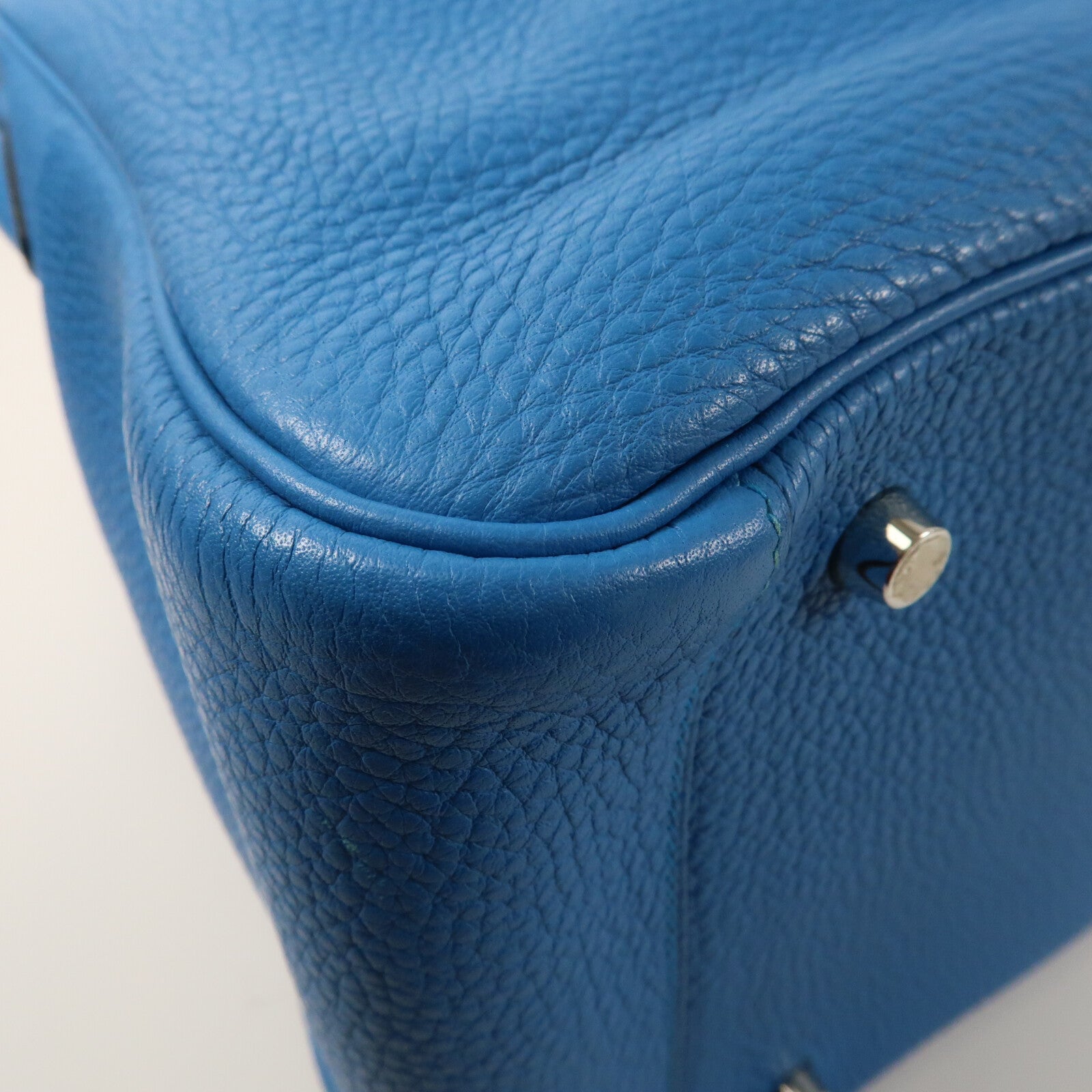 HERMES Clemence皮革Lindy 34銀扣手挽肩背兩用袋Bleu Zanzibar