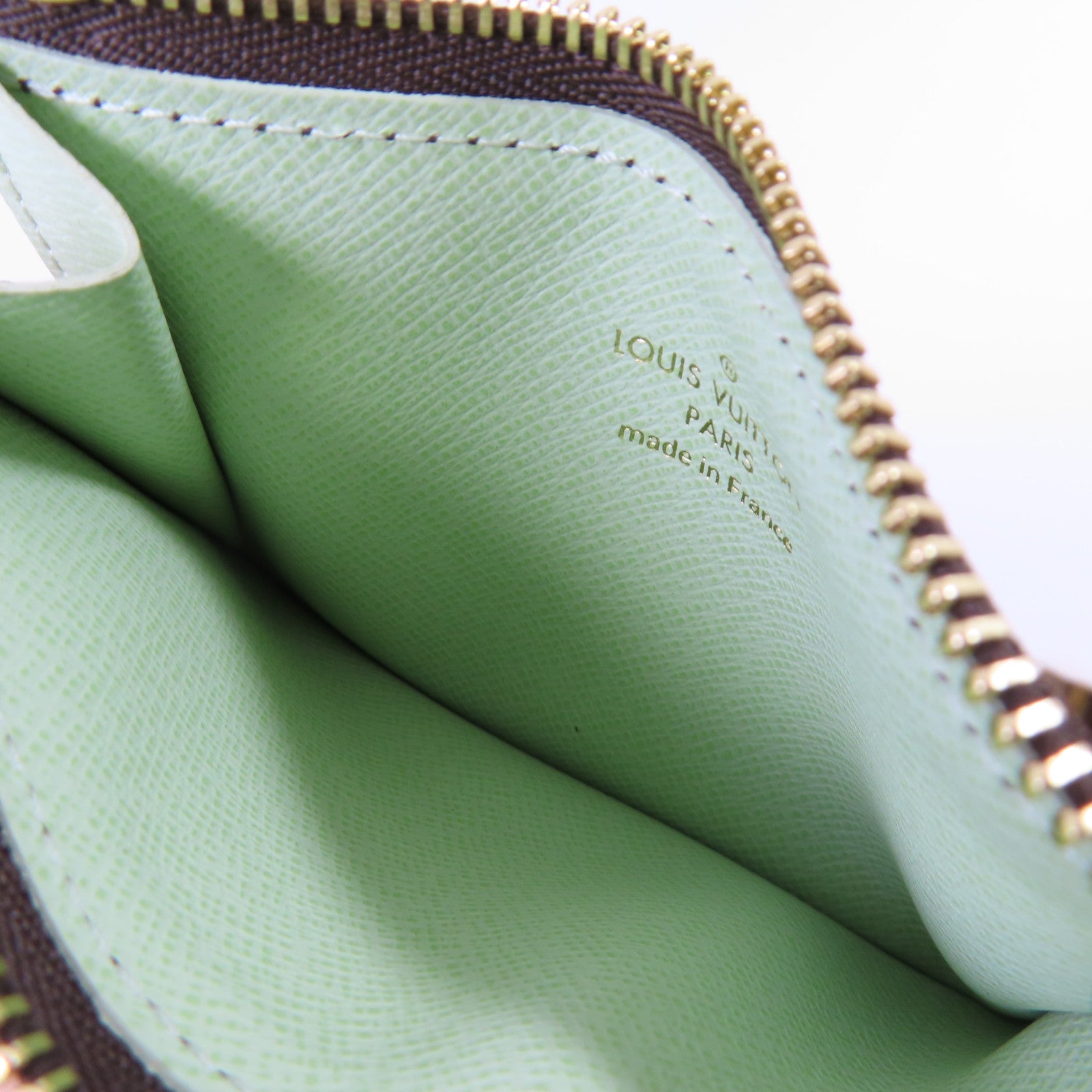 LOUIS VUITTON Monogram Romy Card Case金扣卡片套啡色/淺綠色
