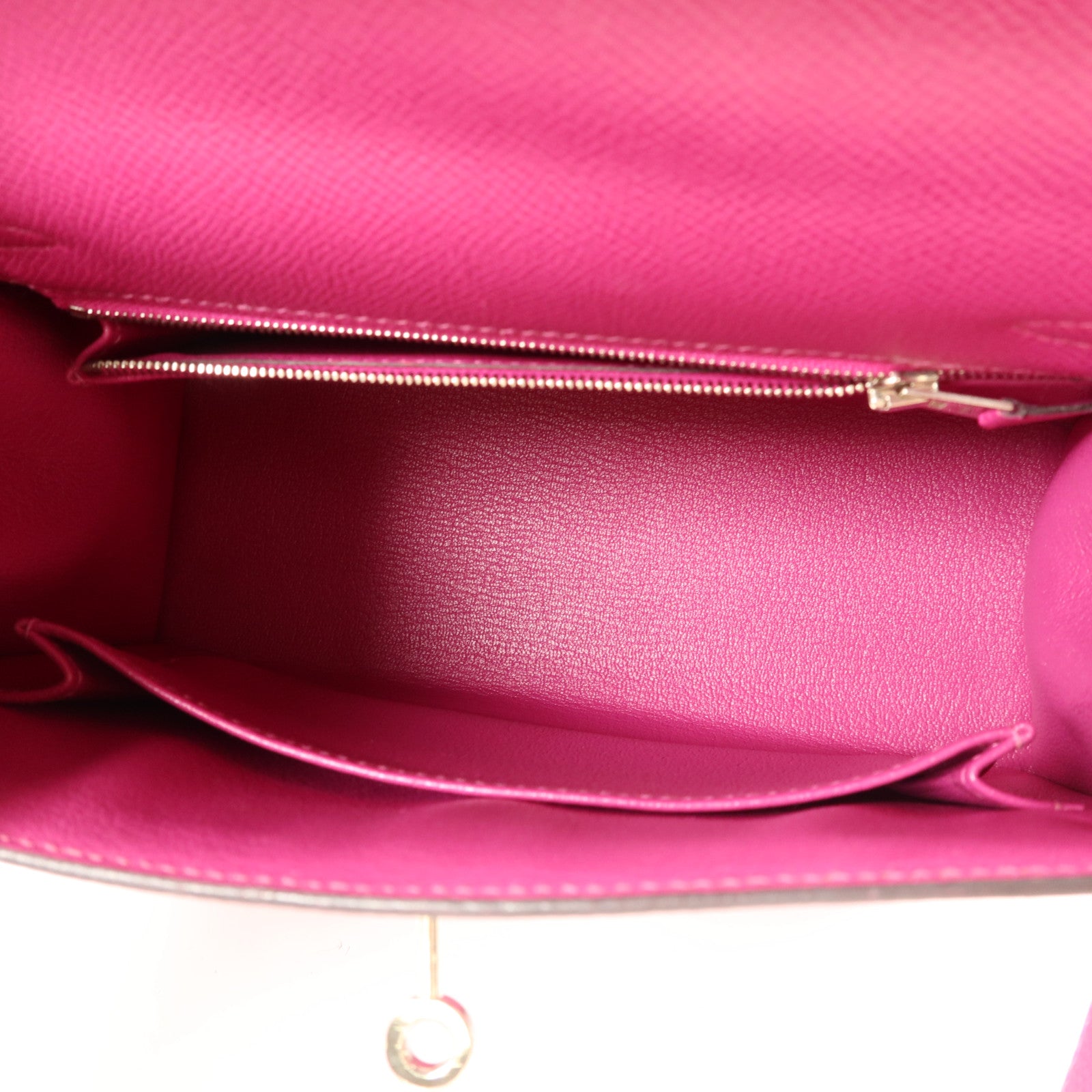 HERMES Epsom皮革Sac Kelly II Sellier 25銀扣手挽肩背兩用袋Rose Pourpre