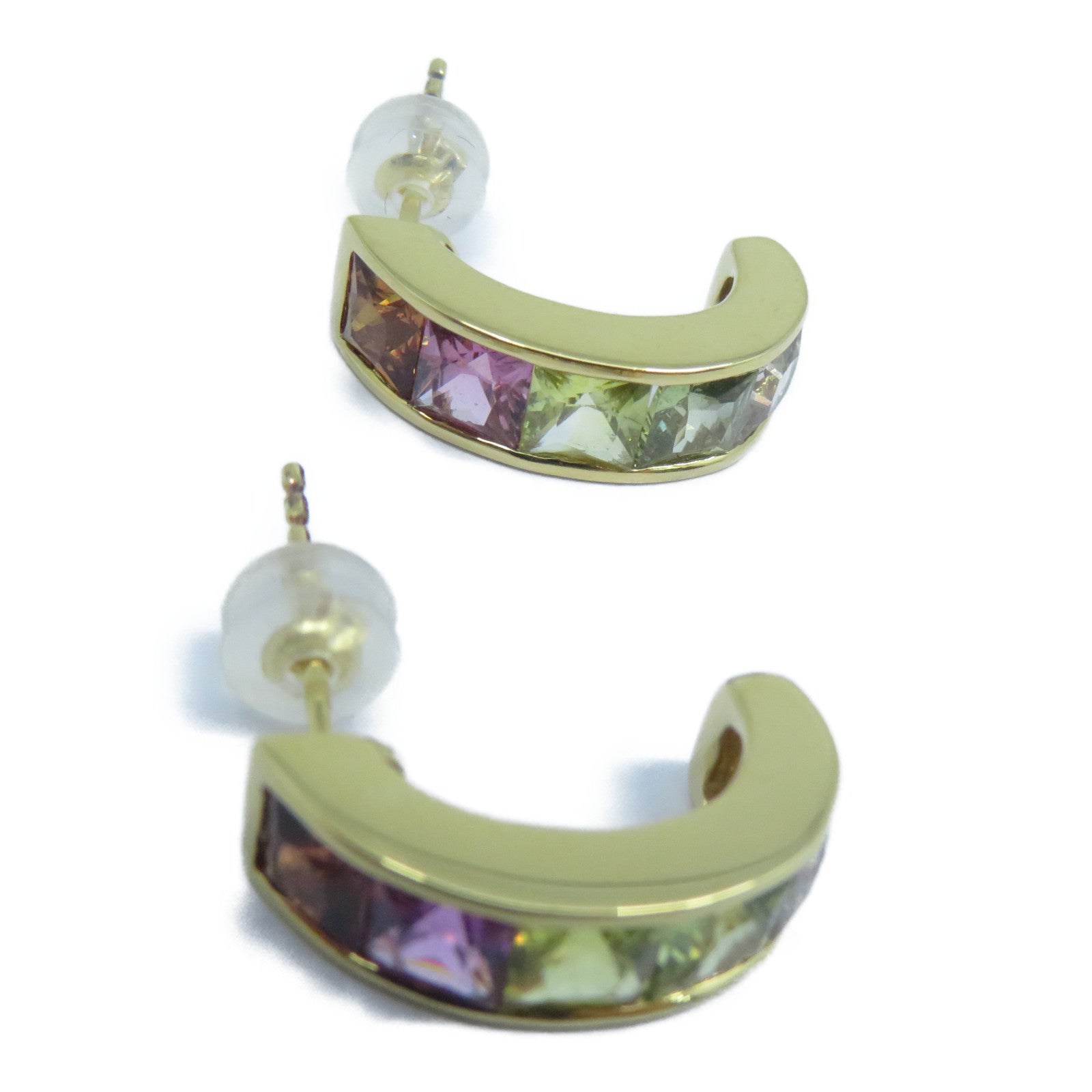 JEWELRY **【激減優惠】18K黃金Earrings1.94ct/2.06ct彩色寶石耳環