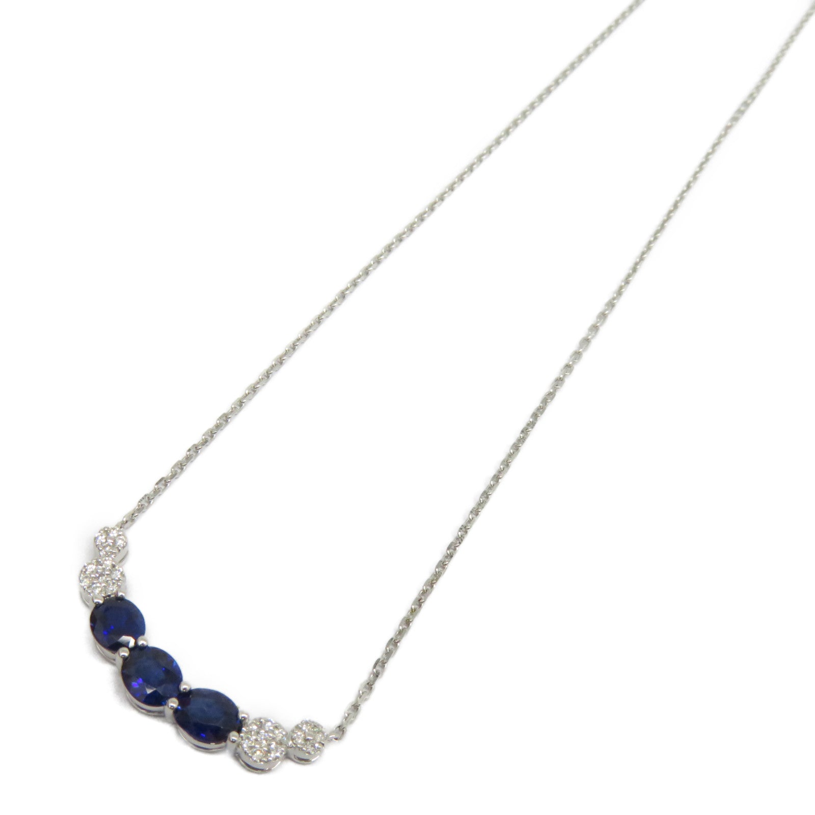 JEWELRY 【激減優惠】18K白金Sapphire Necklace 1.300ct藍寶石/0.132ct鑽石項鍊