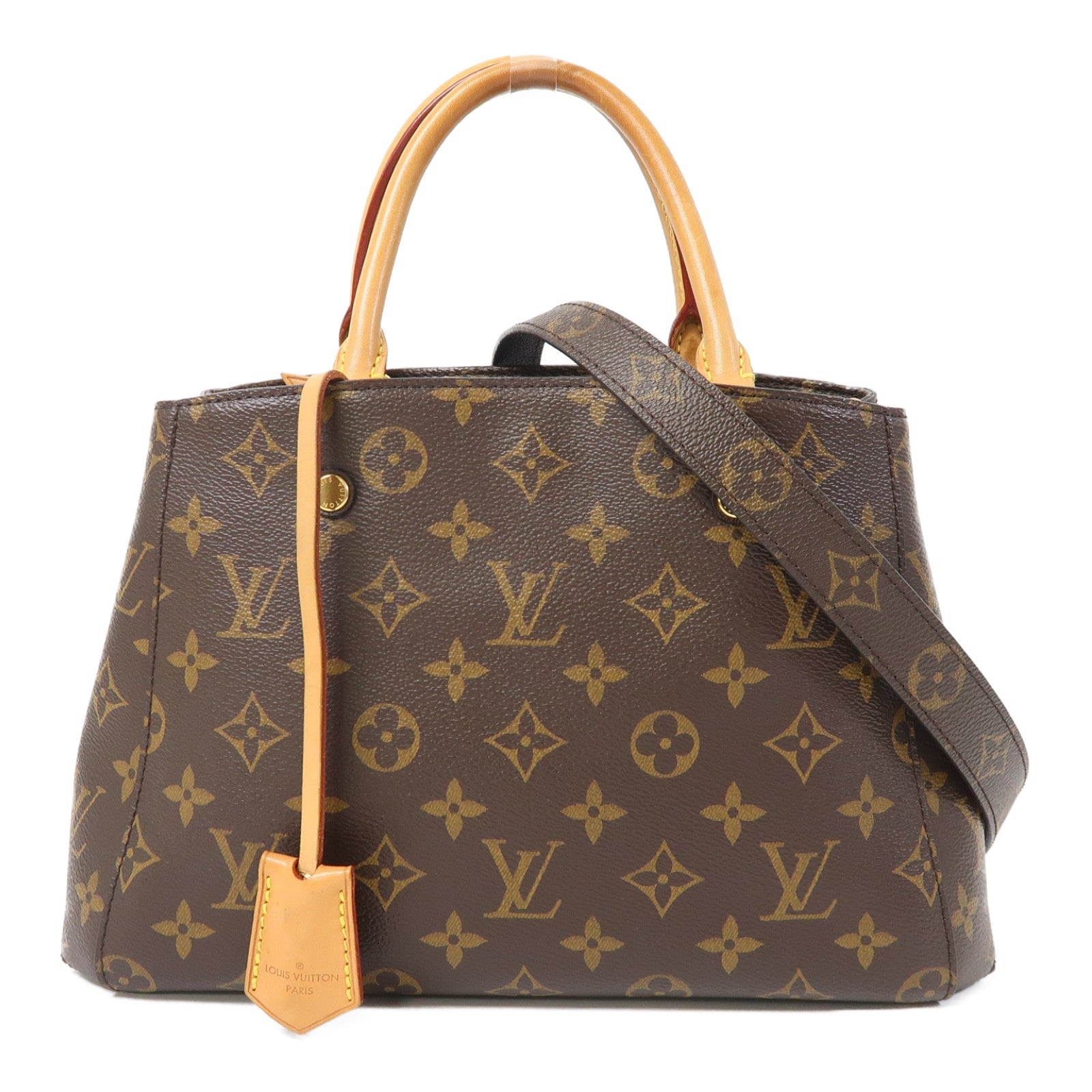 LOUIS VUITTON Monogram Montaigne BB金扣手挽肩背兩用袋啡色