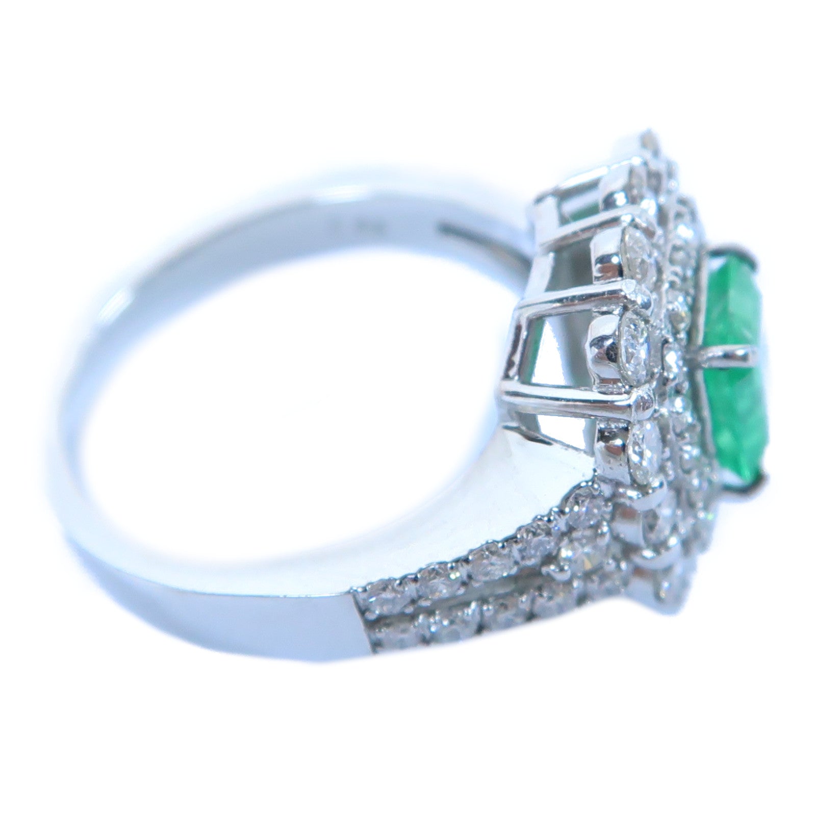 JEWELRY 【激減優惠】PT950鉑金Emerald Ring 0.84ct綠寶石/0.96ct鑽石戒指US#5.5