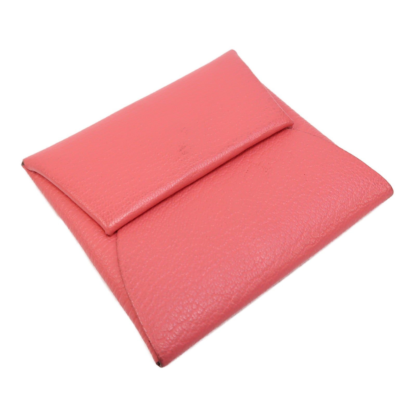 HERMES Chevre皮革Bastia Coins Case銀扣零錢包Rose Ete/粉紅色