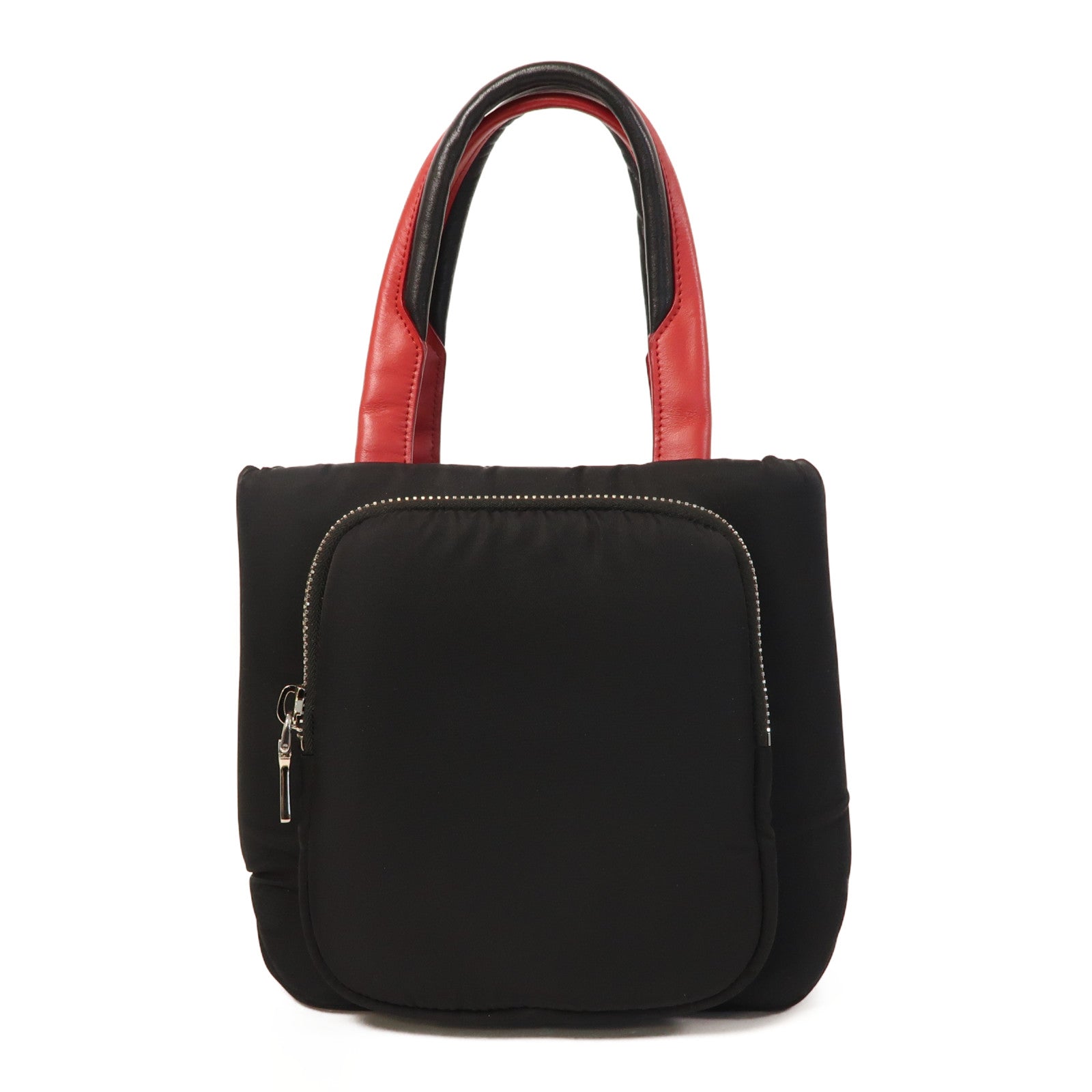 PRADA 尼龍Hand Bag銀扣手挽袋黑色/紅色