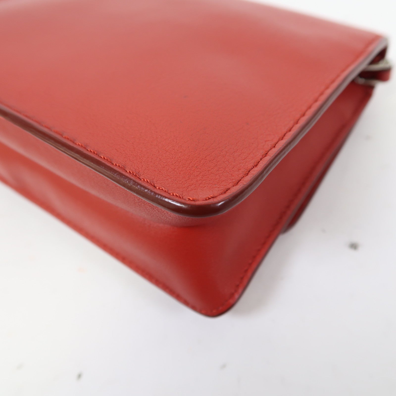 TOD'S 牛皮皮革Chain Bag銀扣鏈帶肩背袋紅色