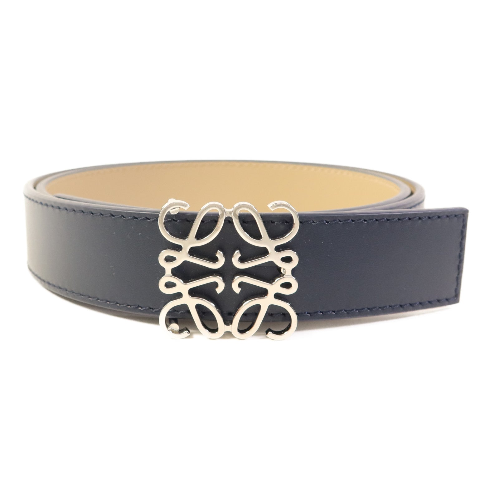 LOEWE 牛皮皮革Reversible Anagram銀扣腰帶