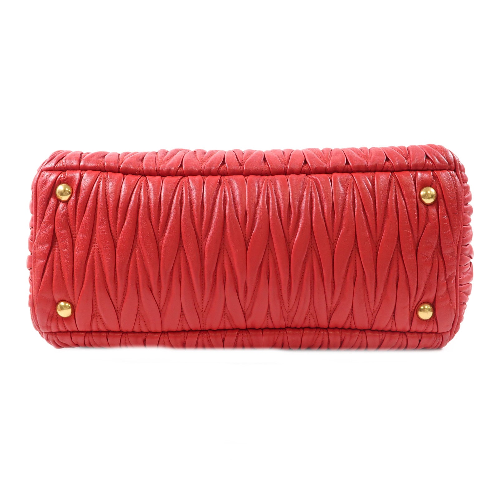 Miu Miu 牛皮皮革Matelasse金扣手挽肩背兩用袋紅色