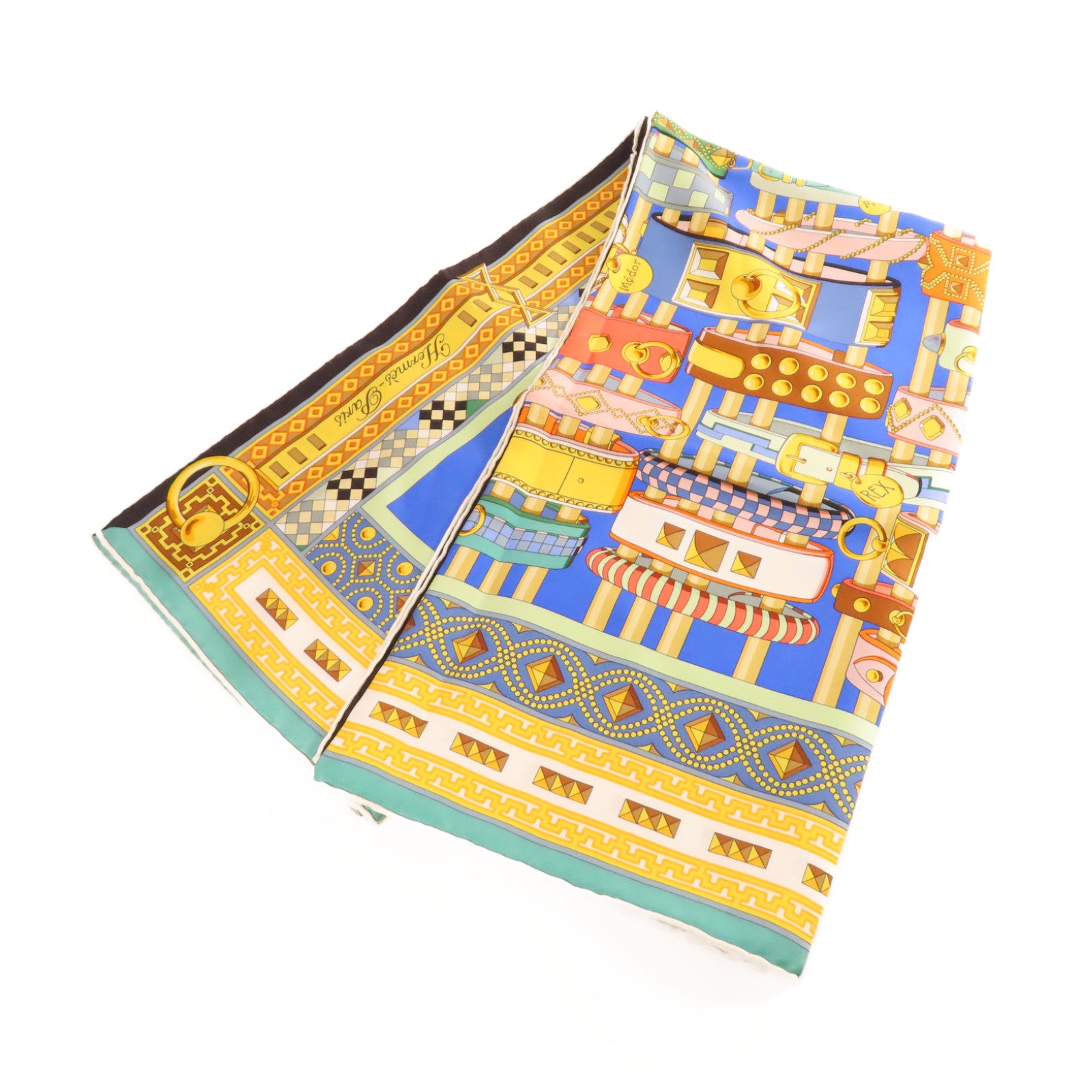 HERMES 絲質90x90 Scarf絲巾黃色/彩色