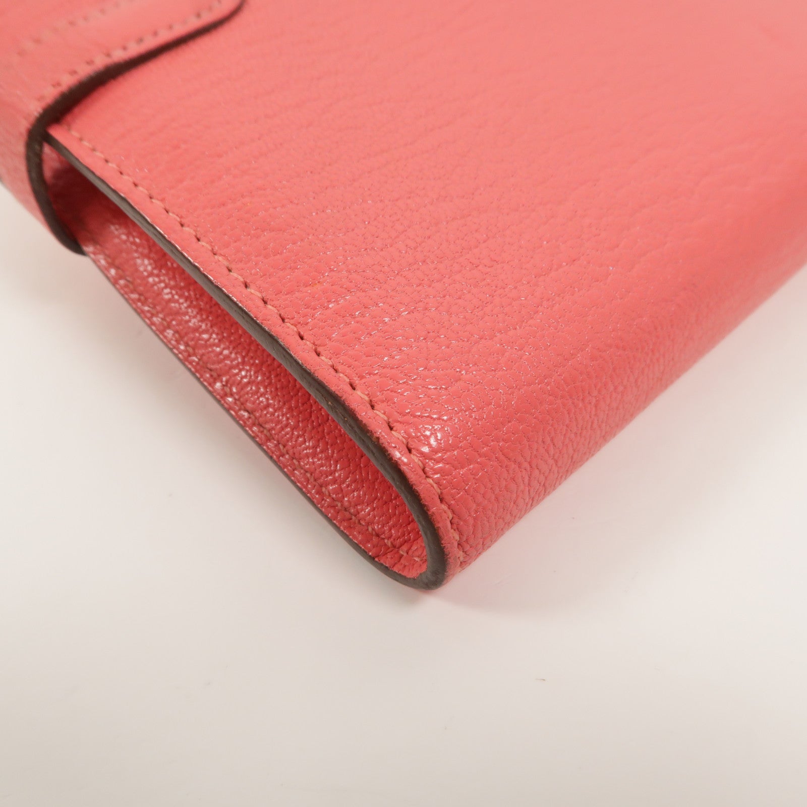 HERMES Chevre皮革Kelly Long Wallet長錢包Rose Lipstick