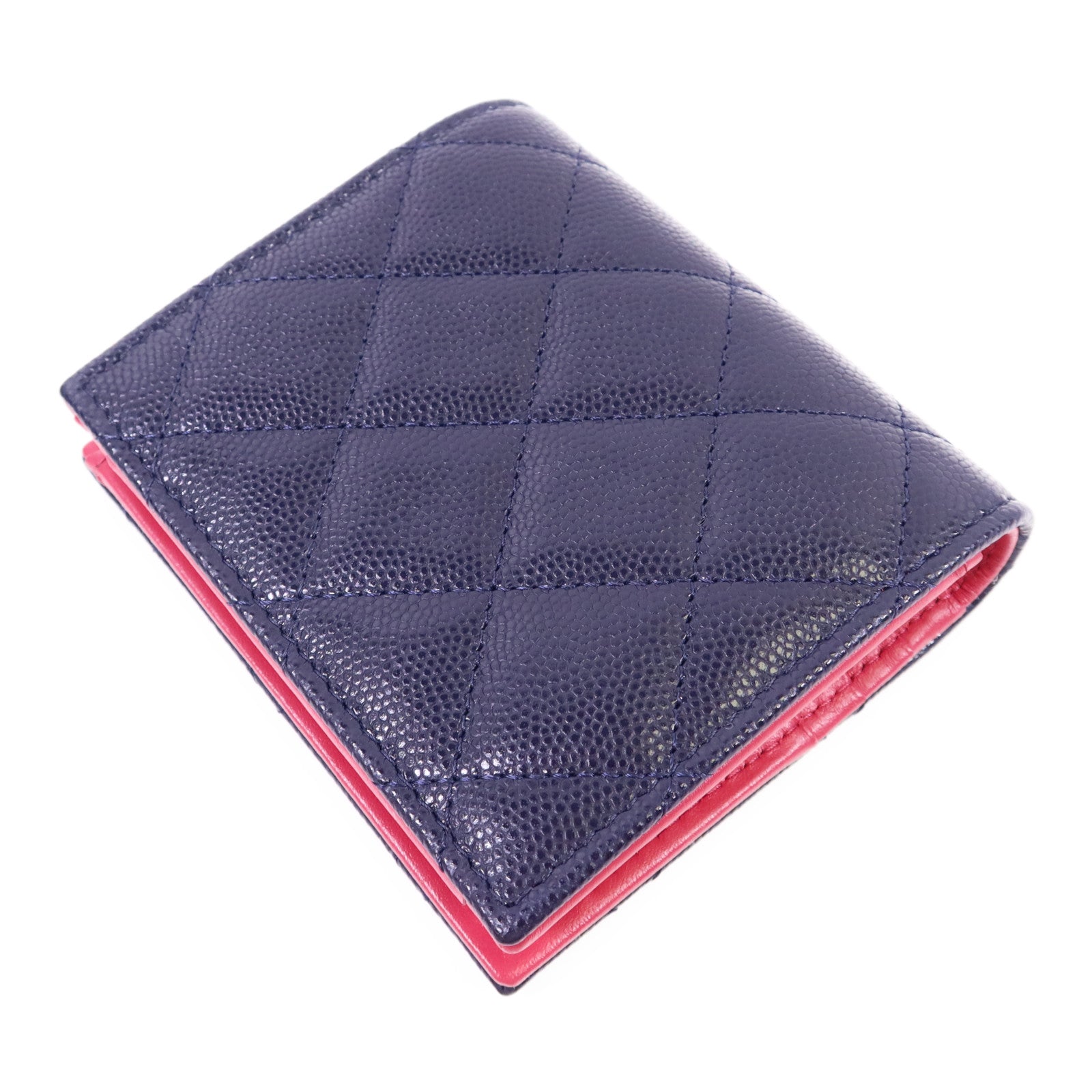 CHANEL 牛皮皮革Bifold Wallet金扣錢包