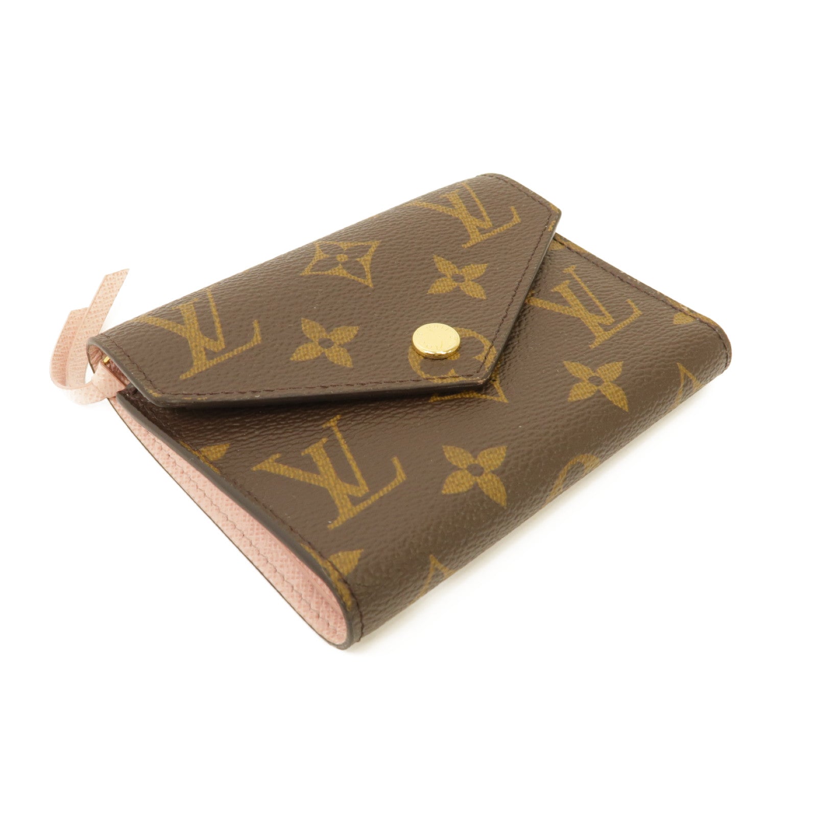 LOUIS VUITTON Monogram Victorine Wallet金扣錢包棕色/粉紅色