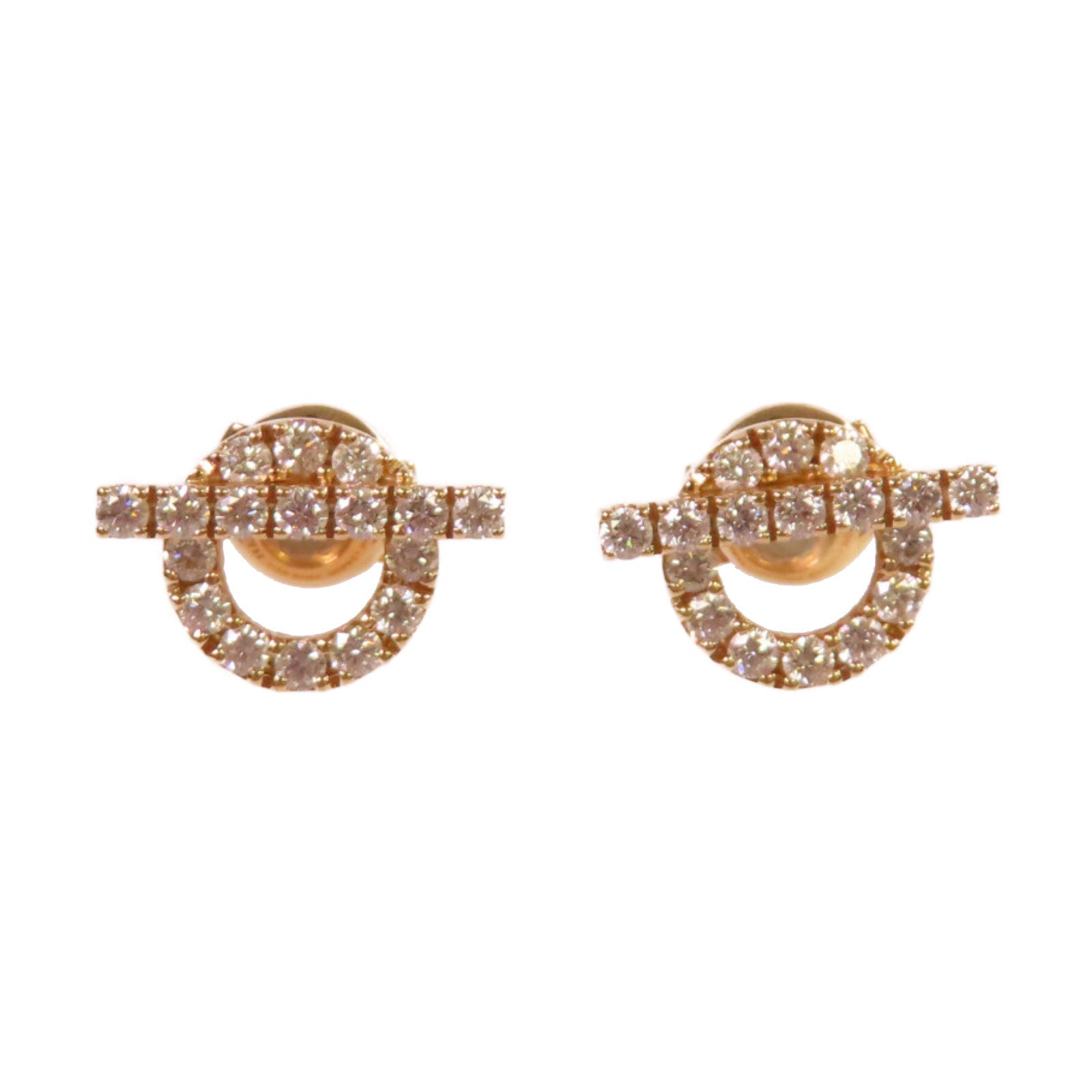 HERMES 18K玫瑰金/0.92ct鑽石Finesse Diamond Earrings耳環
