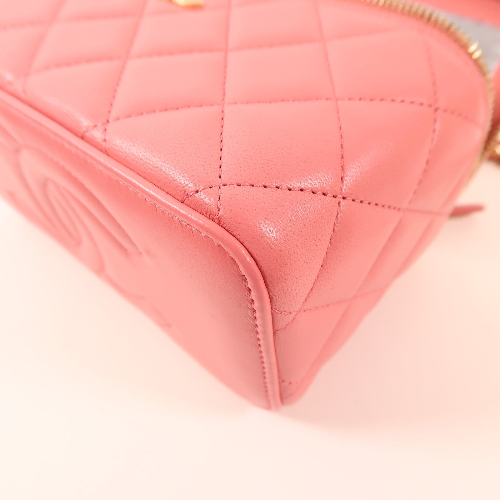 CHANEL CC GHW Top Handle Vanity Case 2 Way Bag AP2199 Lambskin Leather Pink