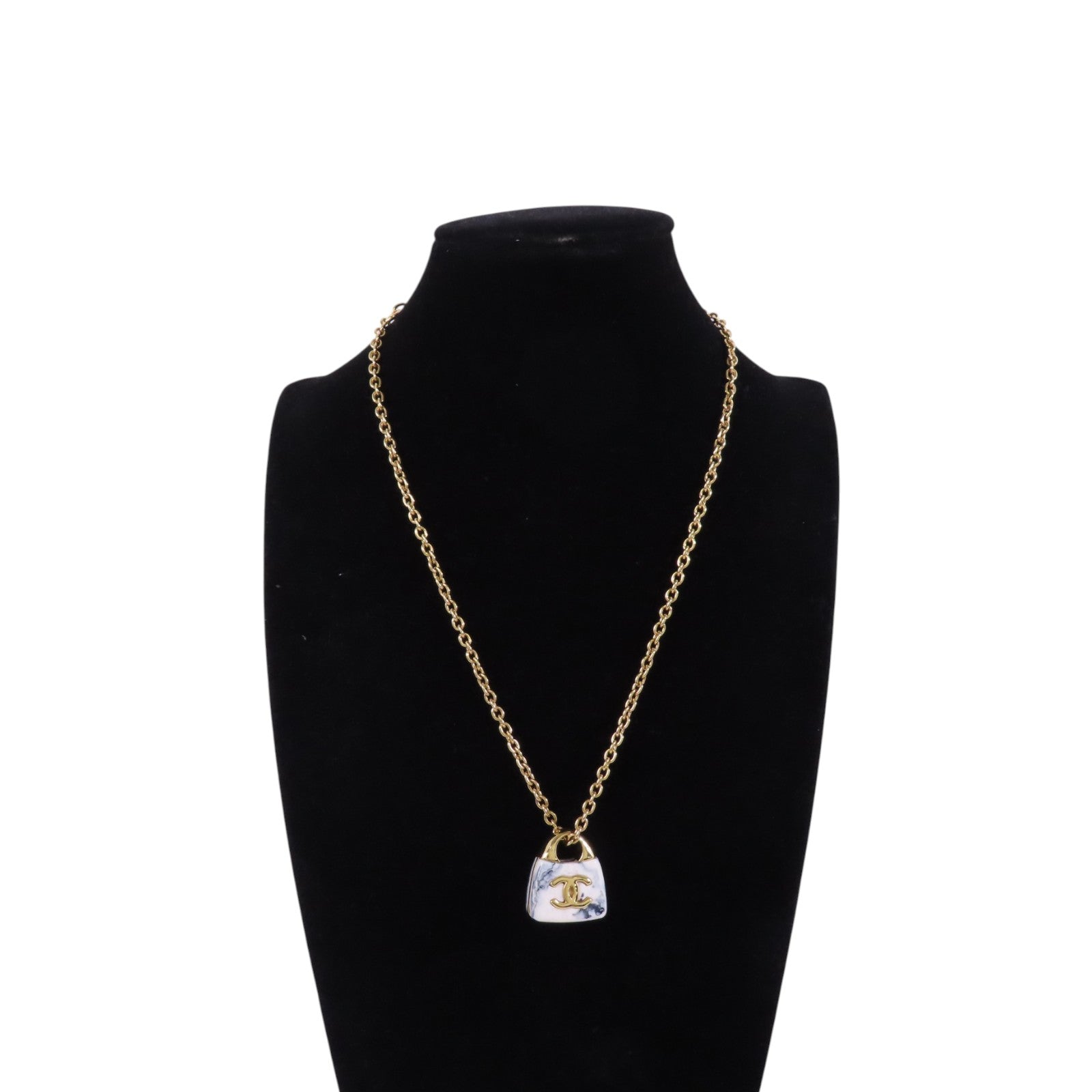 CHANEL CC GHW Necklace B23A Metal PVC White Blue