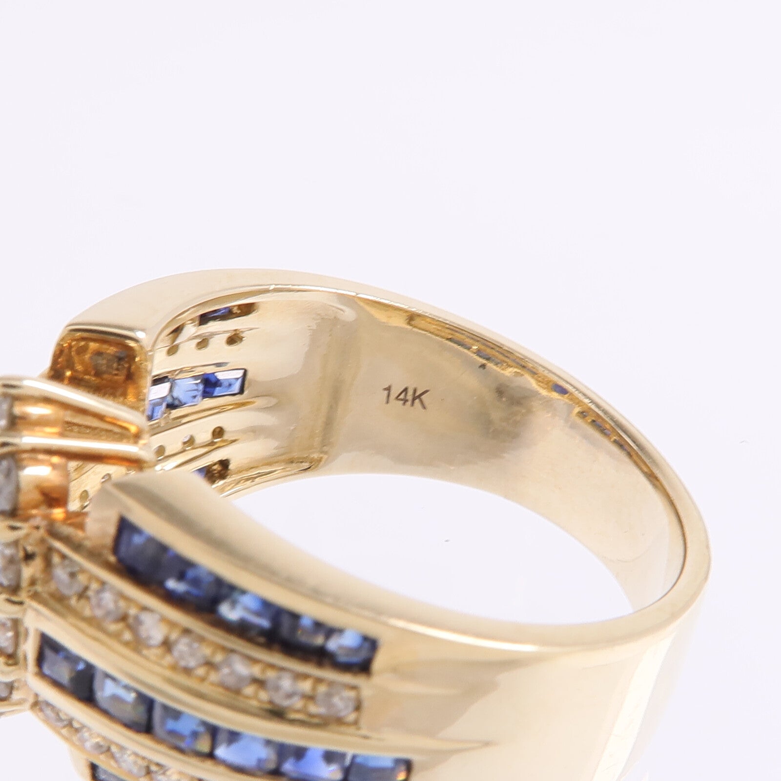 JEWELRY 14K黃金Sapphire Diamond Ring藍寶石/鑽石戒指US#7.5