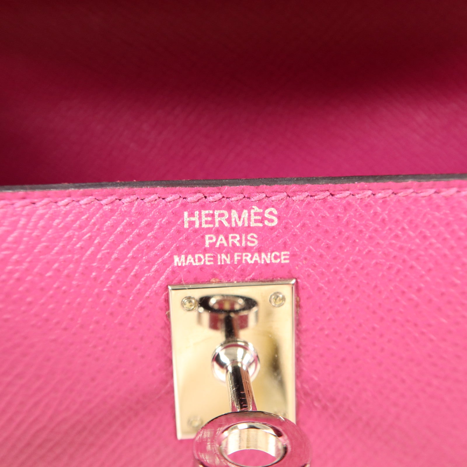HERMES Epsom皮革Sac Kelly II Sellier 25銀扣手挽肩背兩用袋Rose Pourpre