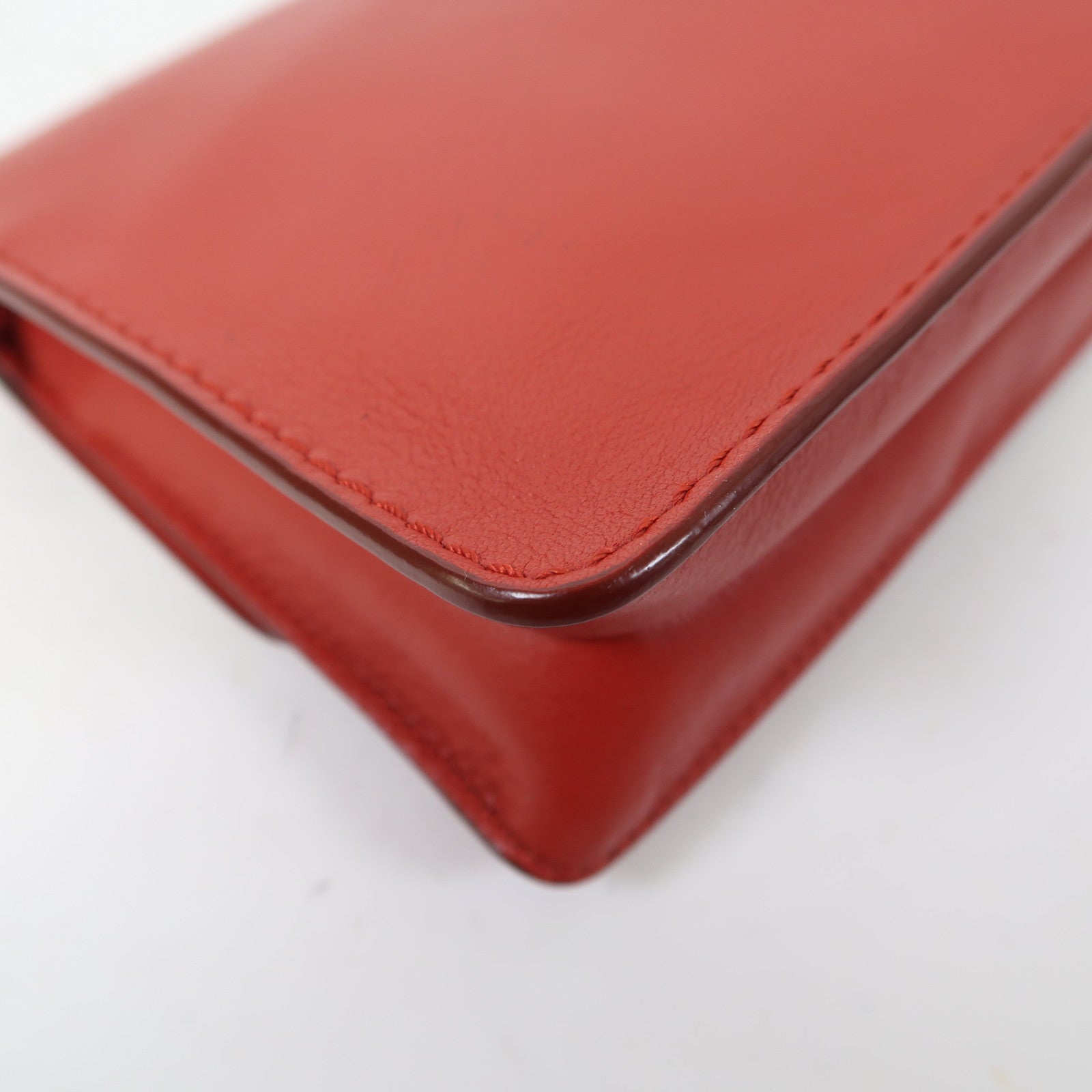 TOD'S 牛皮皮革Chain Bag銀扣鏈帶肩背袋紅色