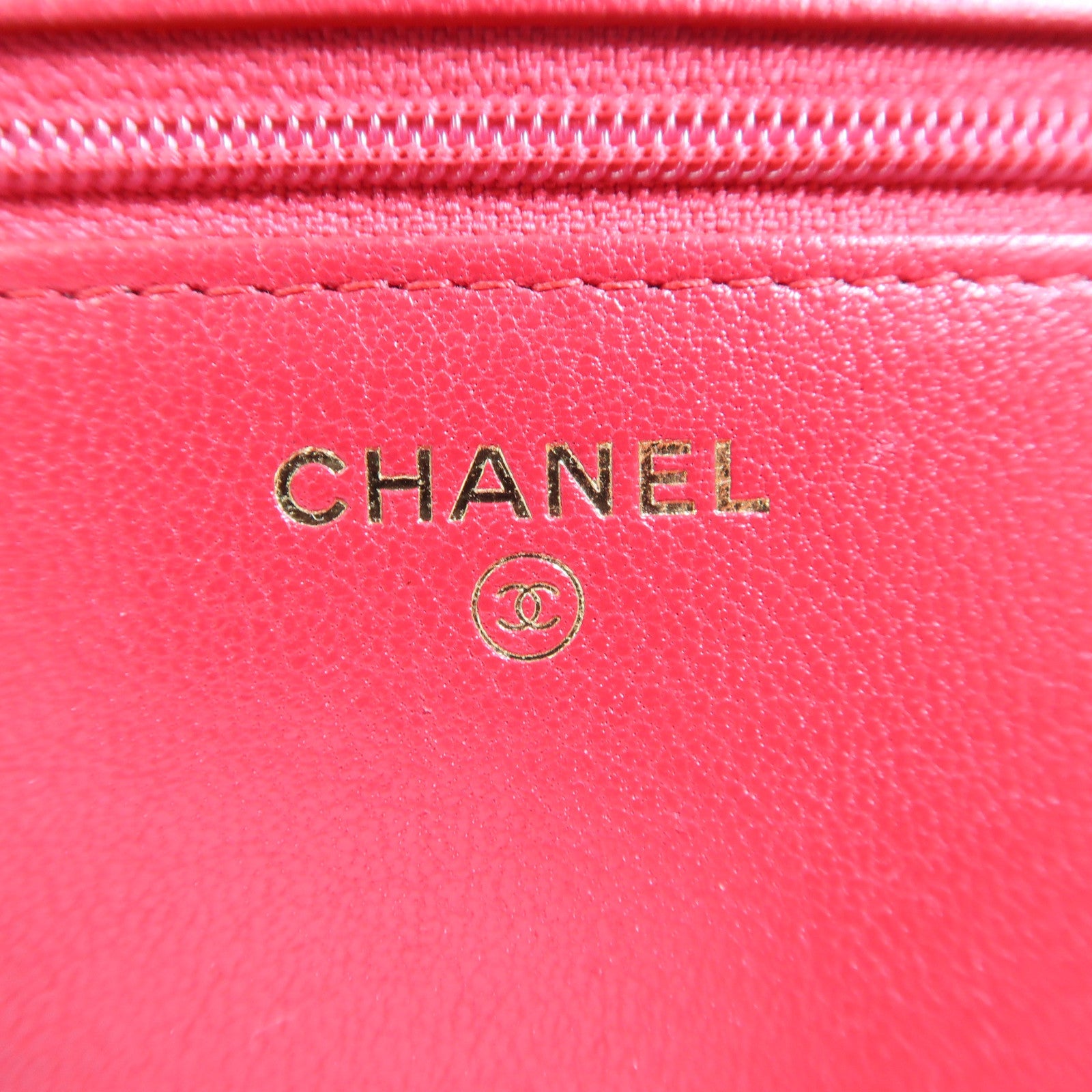 CHANEL 【激減優惠】菱格牛皮皮革WOC金扣鏈帶肩背袋粉紅色