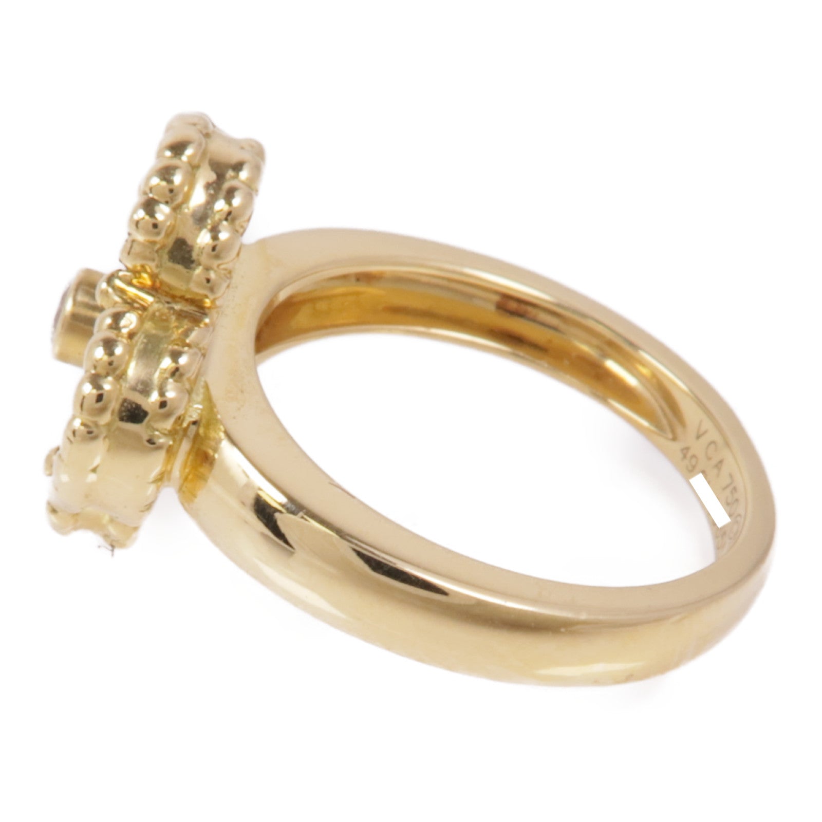 Van Cleef & Arpels 18K黃金Vintage Alhambra Ring鑽石/黑瑪瑙戒指VCA#49 US#5