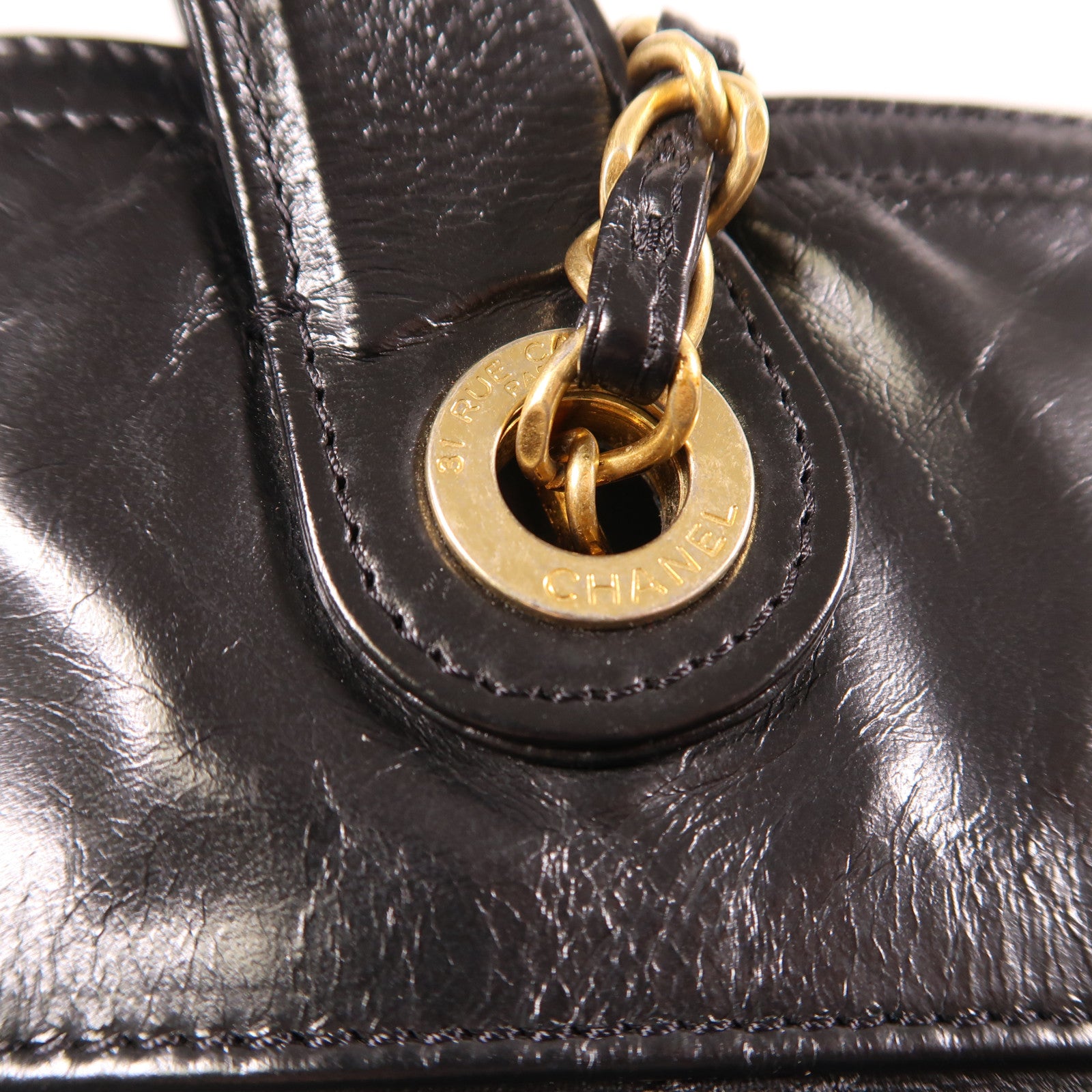 CHANEL 牛皮皮革2way Shoulder Bag金扣手挽肩背兩用袋