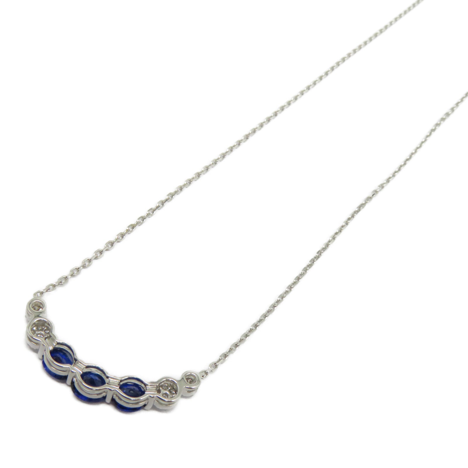 JEWELRY 【激減優惠】18K白金Sapphire Necklace 1.300ct藍寶石/0.132ct鑽石項鍊