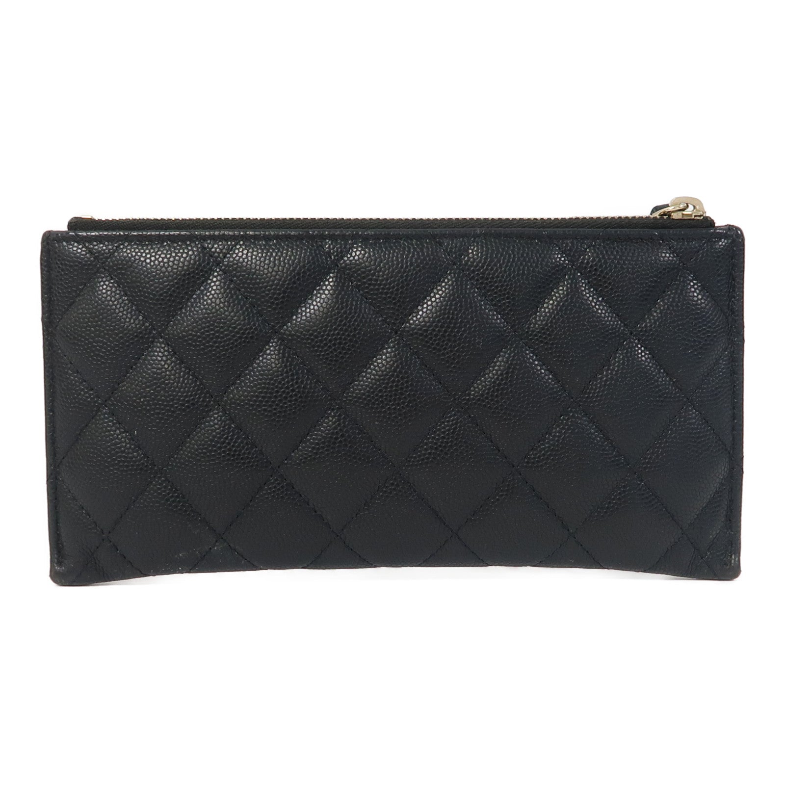 CHANEL Caviar皮革Long Card Holder金扣卡片套黑色
