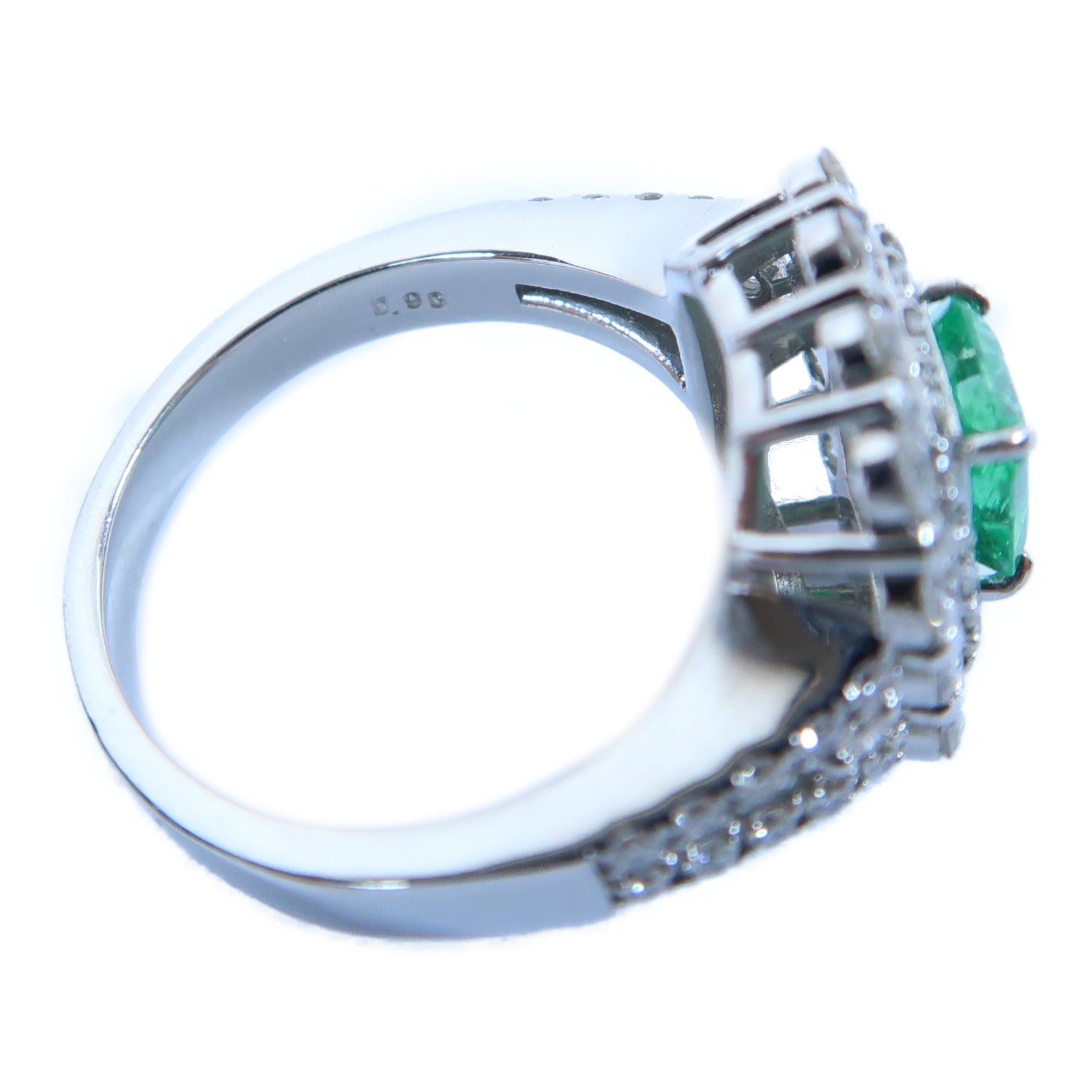 JEWELRY 【激減優惠】PT950鉑金Emerald Ring 0.84ct綠寶石/0.96ct鑽石戒指US#5.5