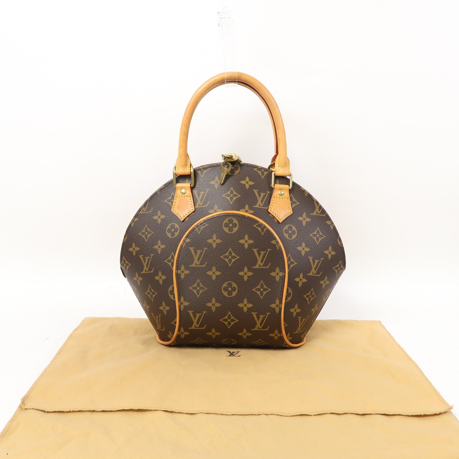 LOUIS VUITTON Monogram Elipse PM金扣手挽袋啡色