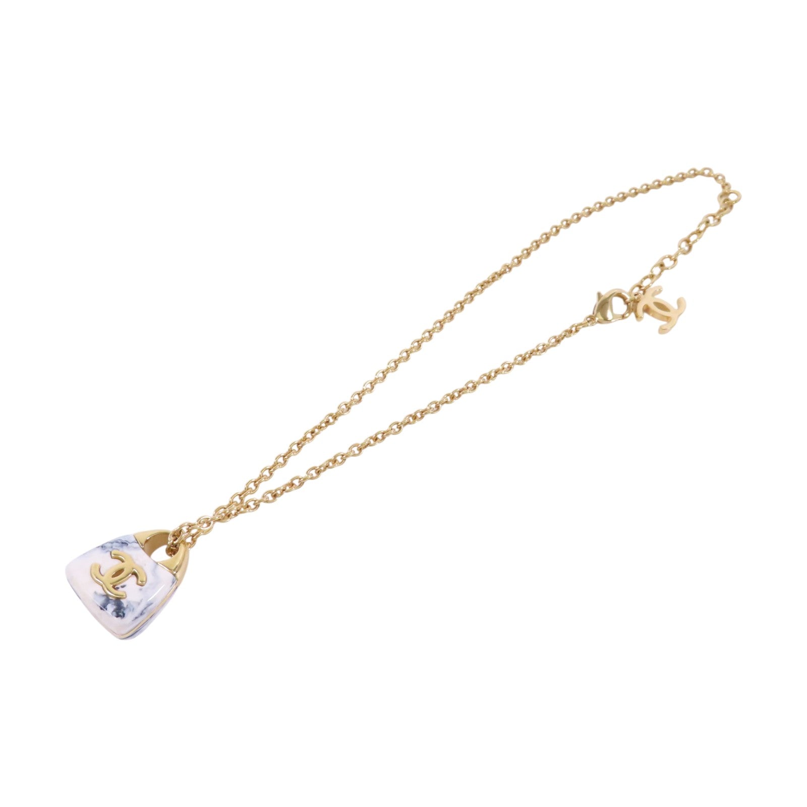 CHANEL CC GHW Necklace B23A Metal PVC White Blue