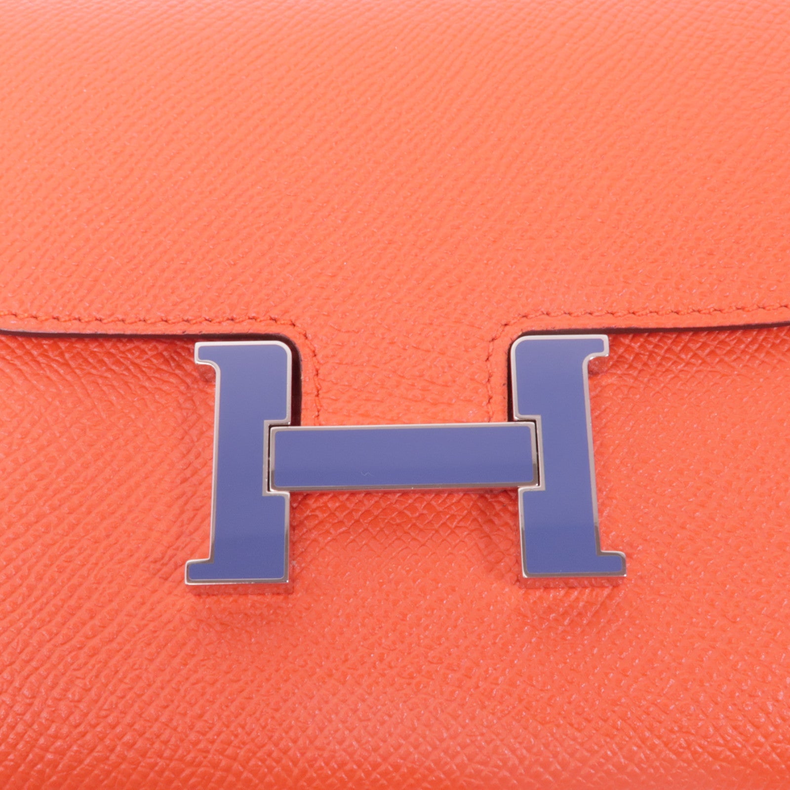 HERMES 【激減優惠】Epsom皮革Constance Wallet銀扣錢包Rouge Tomate