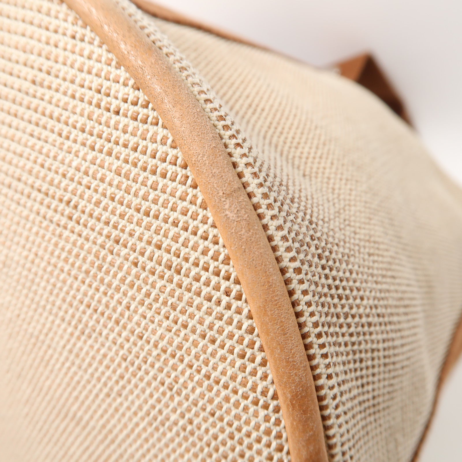 HERMES 帆布Saxo MM Bucket Tote銀扣手挽袋啡色