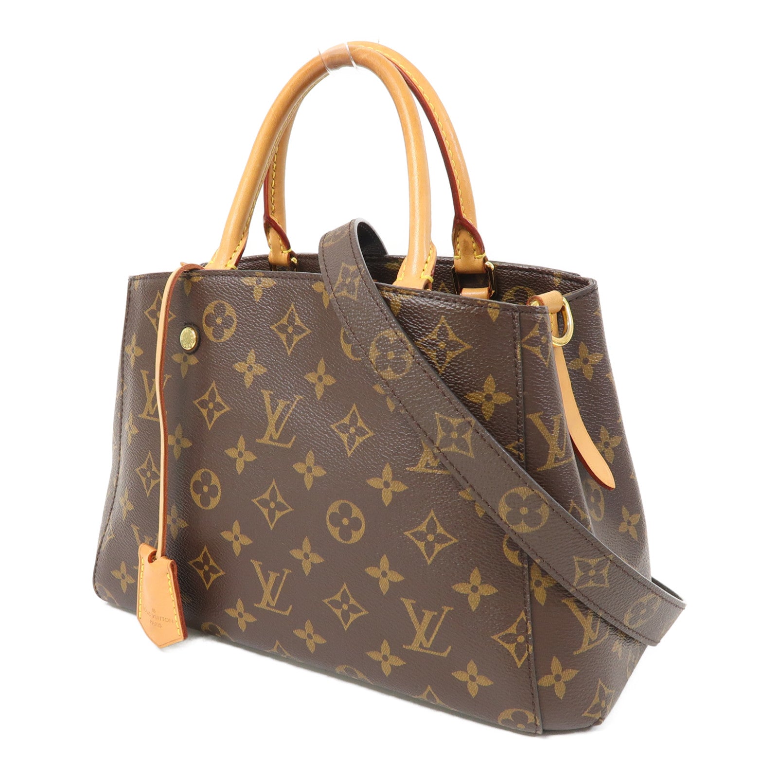LOUIS VUITTON Monogram Montaigne BB金扣手挽肩背兩用袋啡色