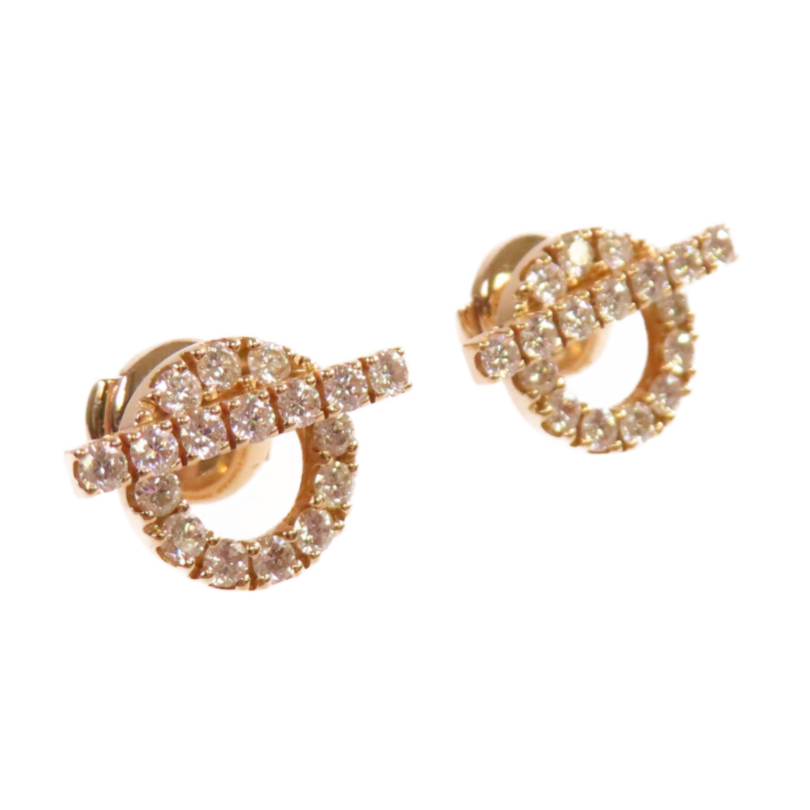 HERMES 18K玫瑰金/0.92ct鑽石Finesse Diamond Earrings耳環