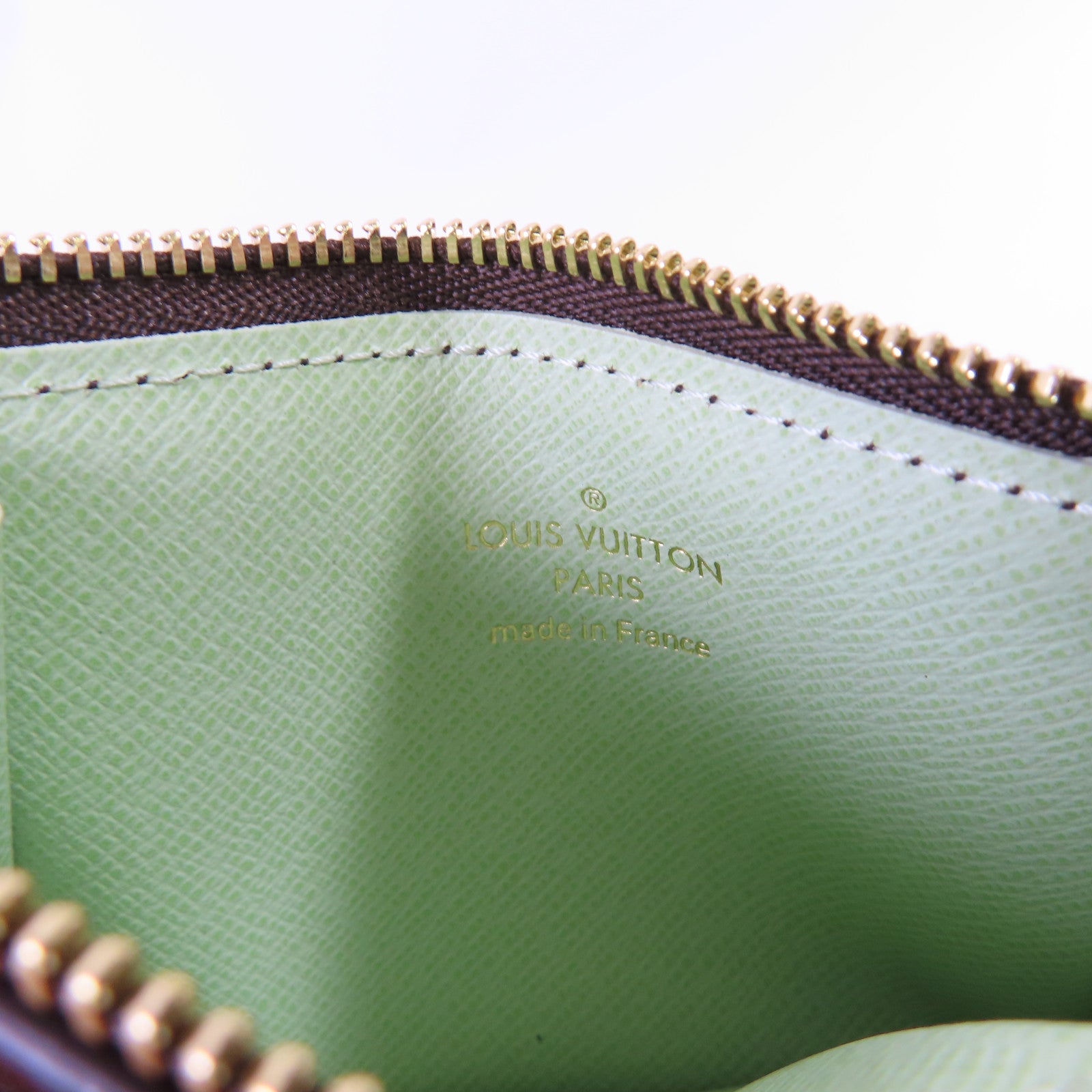 LOUIS VUITTON Monogram Romy Card Case金扣卡片套啡色/淺綠色