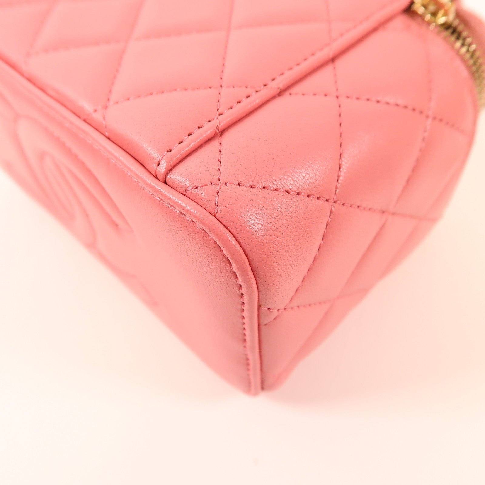 CHANEL CC GHW Top Handle Vanity Case 2 Way Bag AP2199 Lambskin Leather Pink