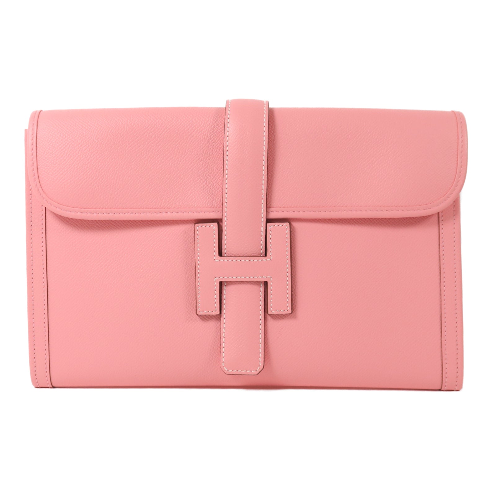 HERMES Epsom皮革Jige Elan PM手拿包Rose Confetti