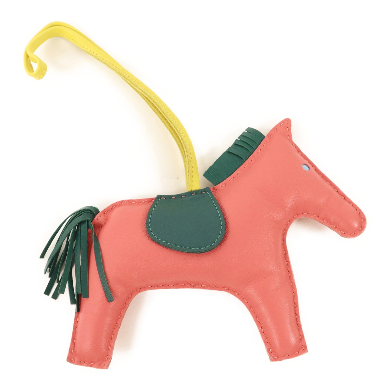 HERMES Milo皮革Rodeo GM掛飾Malachite/Rose Azalee