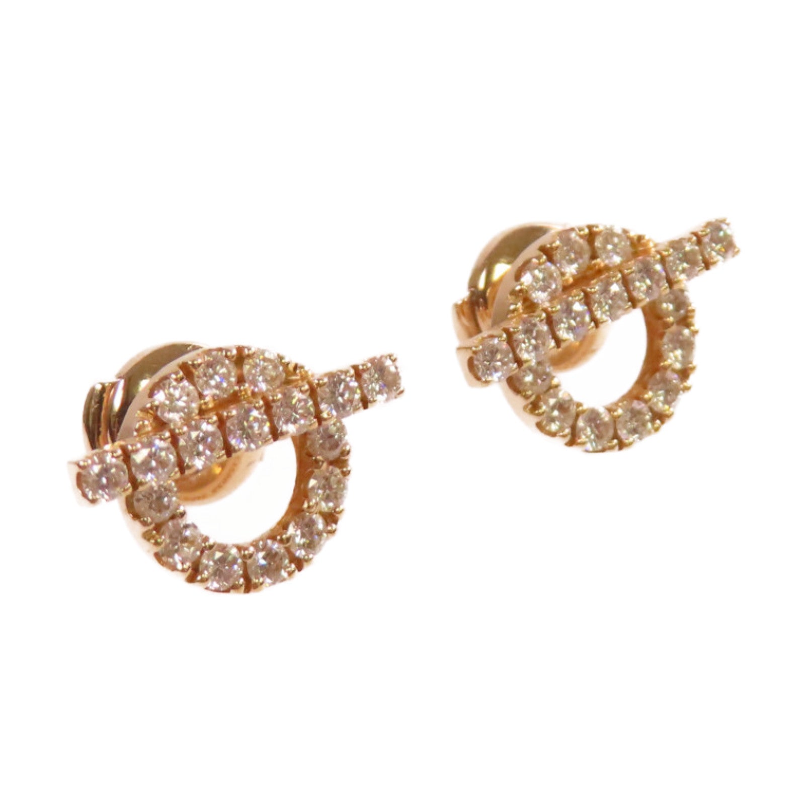 HERMES 18K玫瑰金/0.92ct鑽石Finesse Diamond Earrings耳環