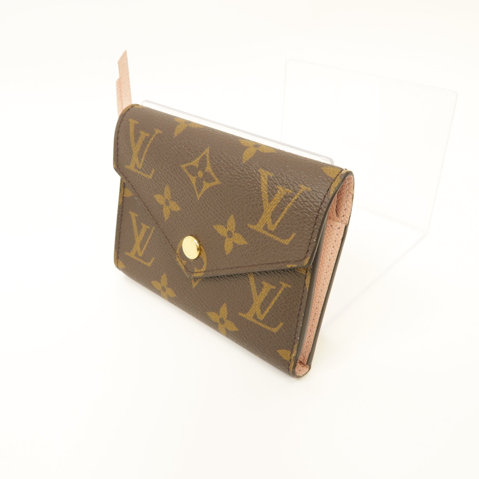 LOUIS VUITTON Monogram Victorine Wallet金扣錢包棕色/粉紅色