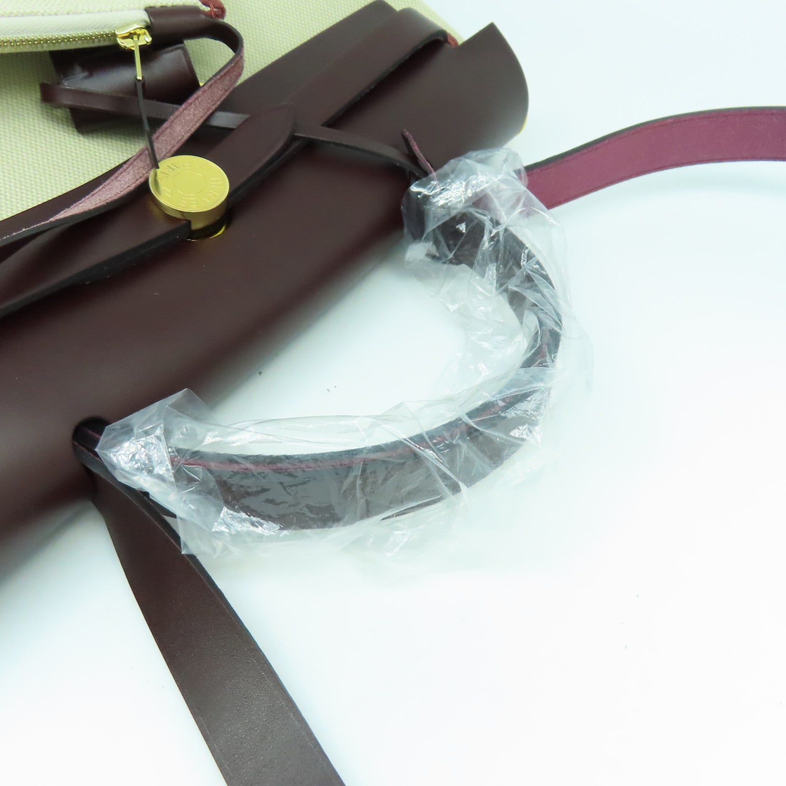 HERMES 【激減優惠】帆布Herbag PM金扣手挽肩背兩用袋鱷魚專屬白色