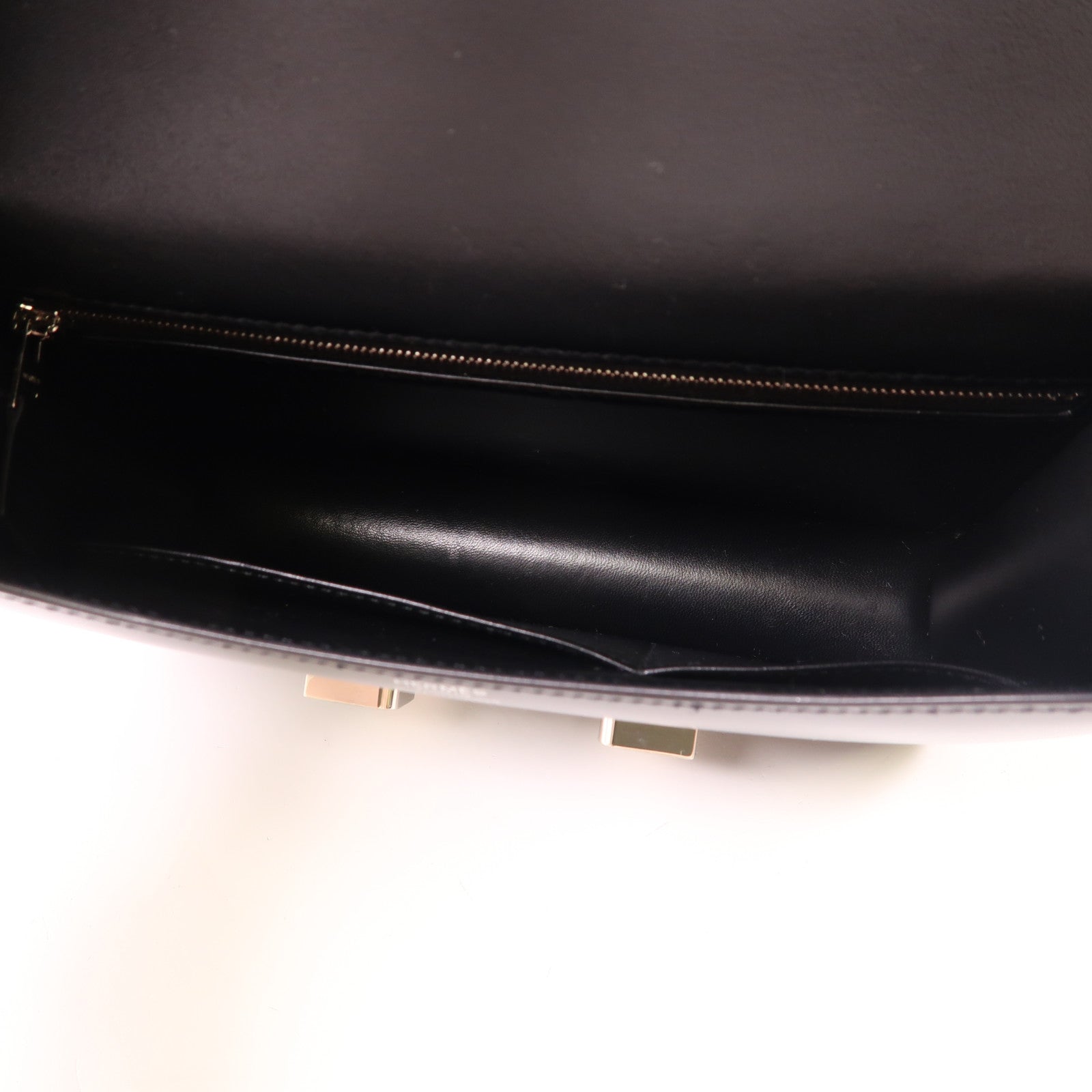 HERMES 皮革Constance 24肩背袋銀扣肩背袋Noir