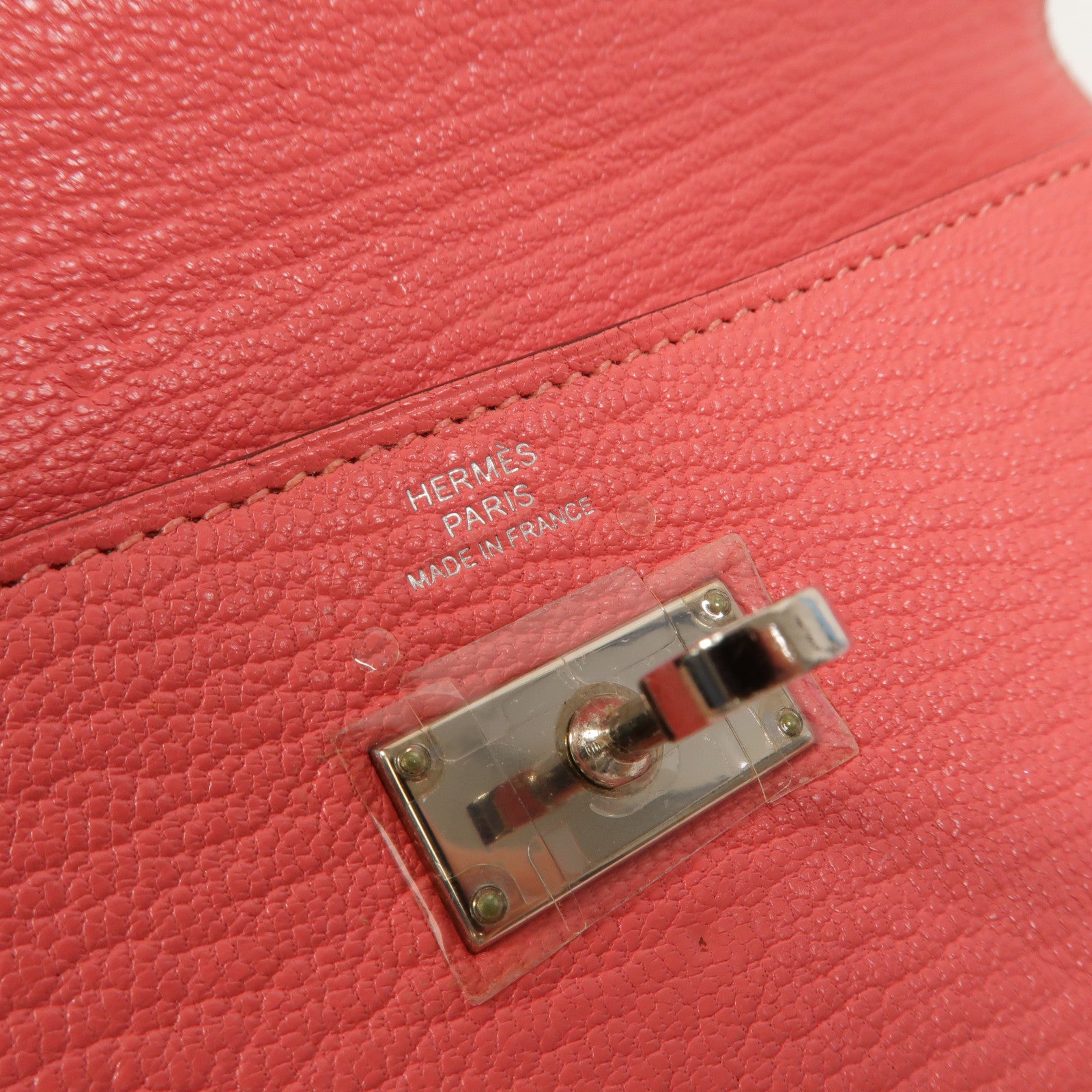 HERMES Chevre皮革Kelly Long Wallet長錢包Rose Lipstick