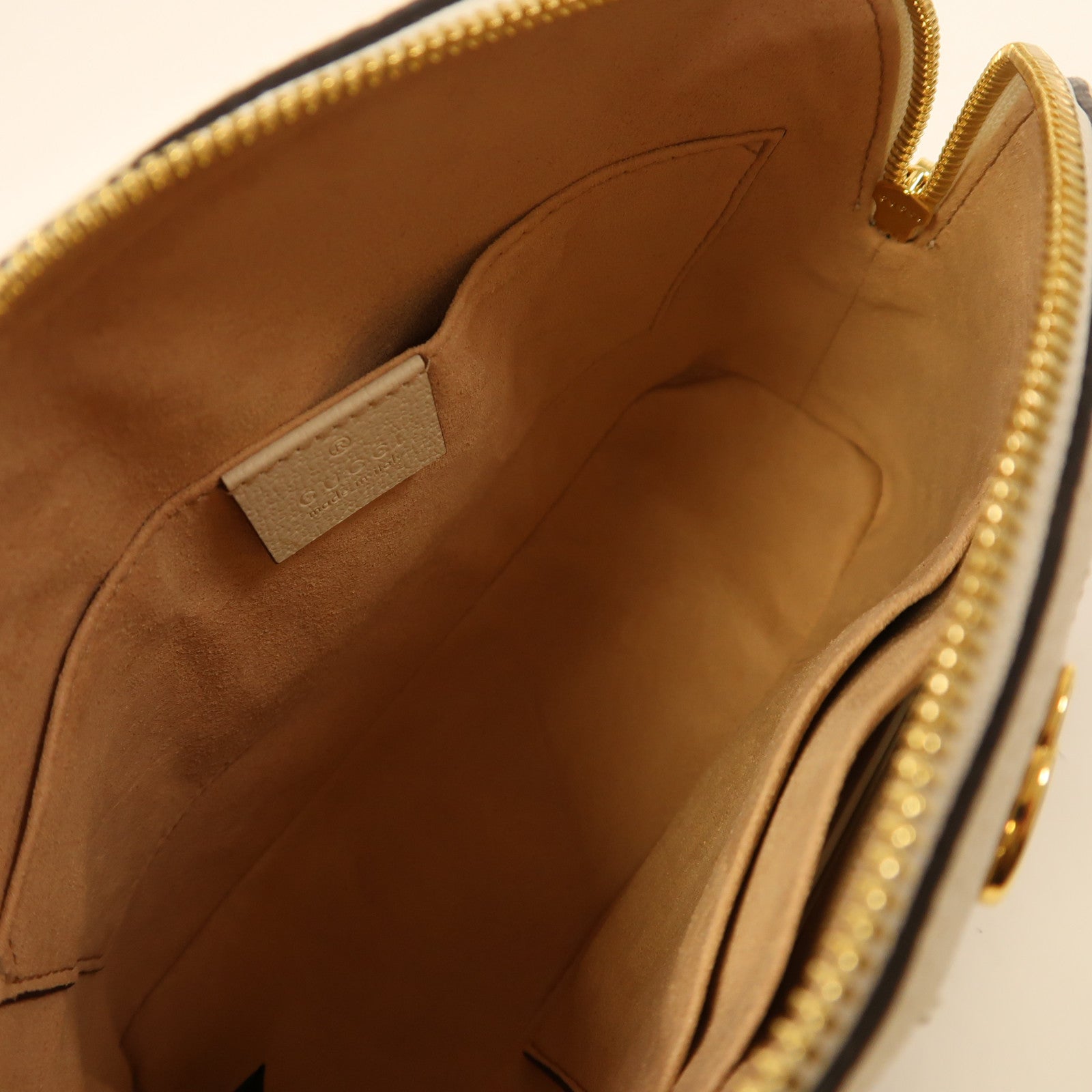 GUCCI 牛皮皮革Ophidia GG金扣肩背袋白色